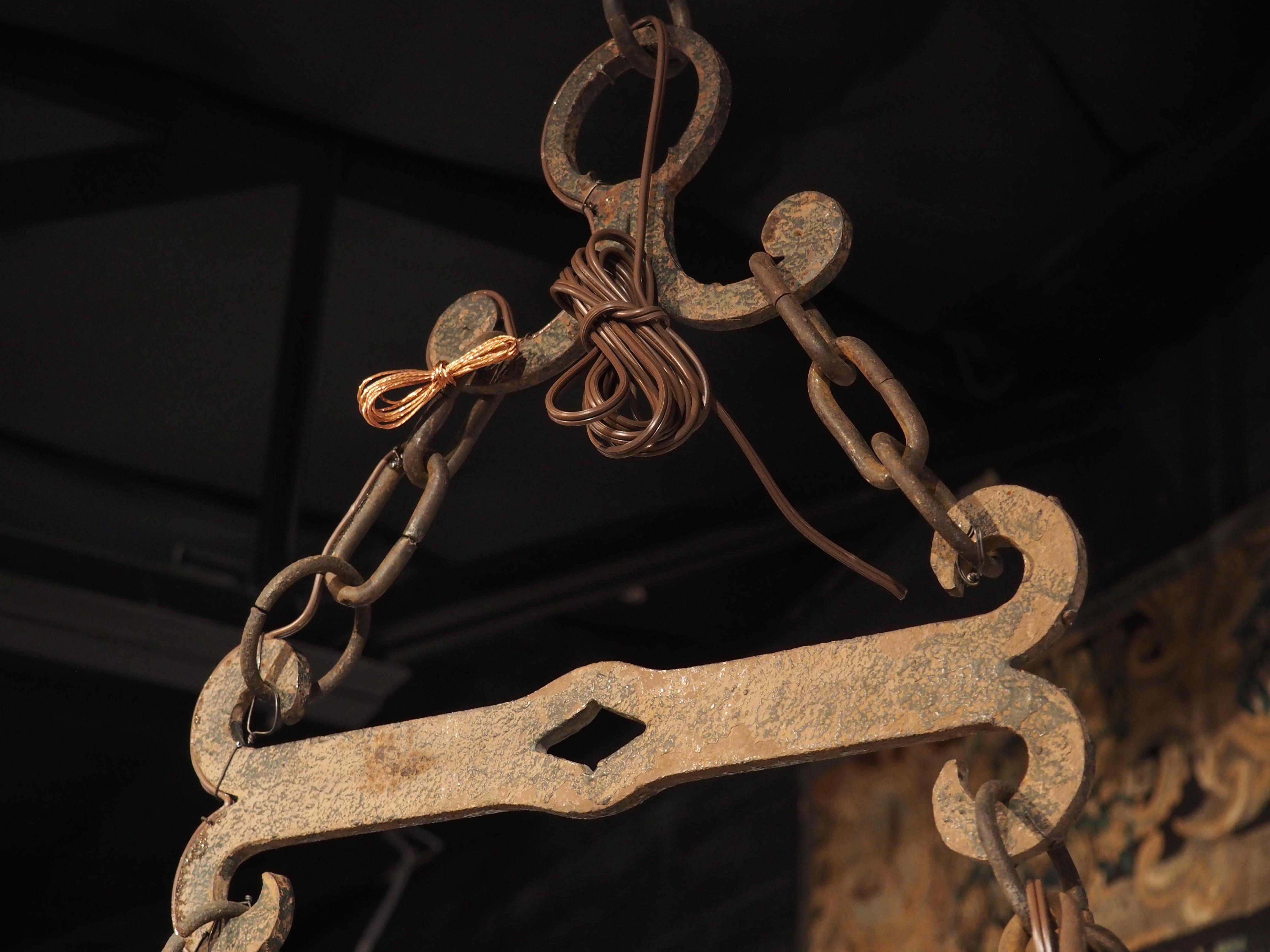 Antique Forged Iron Ten-Light Chandelier from France 9