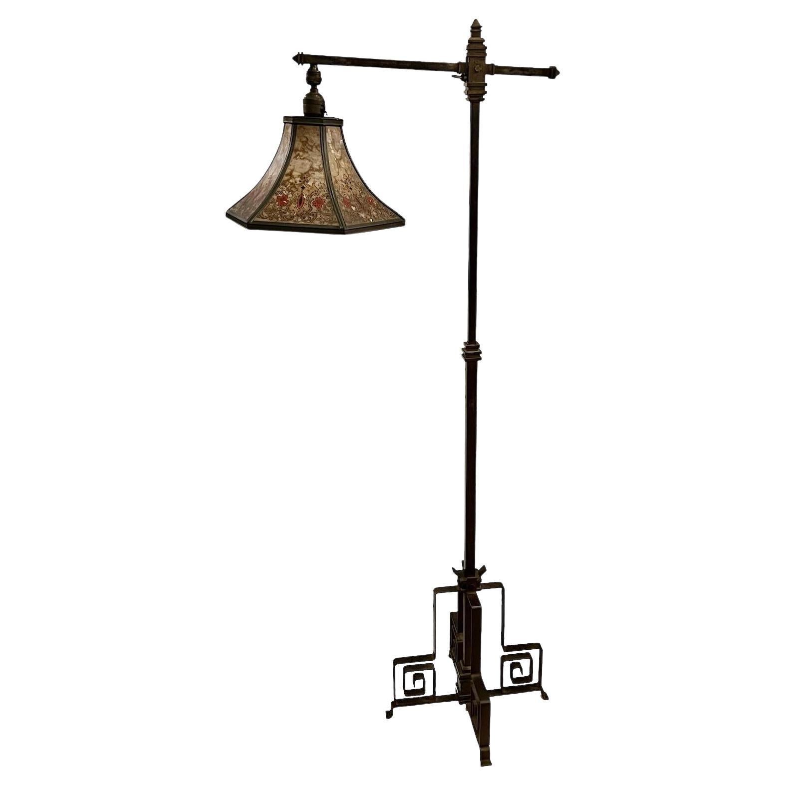 Antique Forged Iron Floor Lamp For Sale