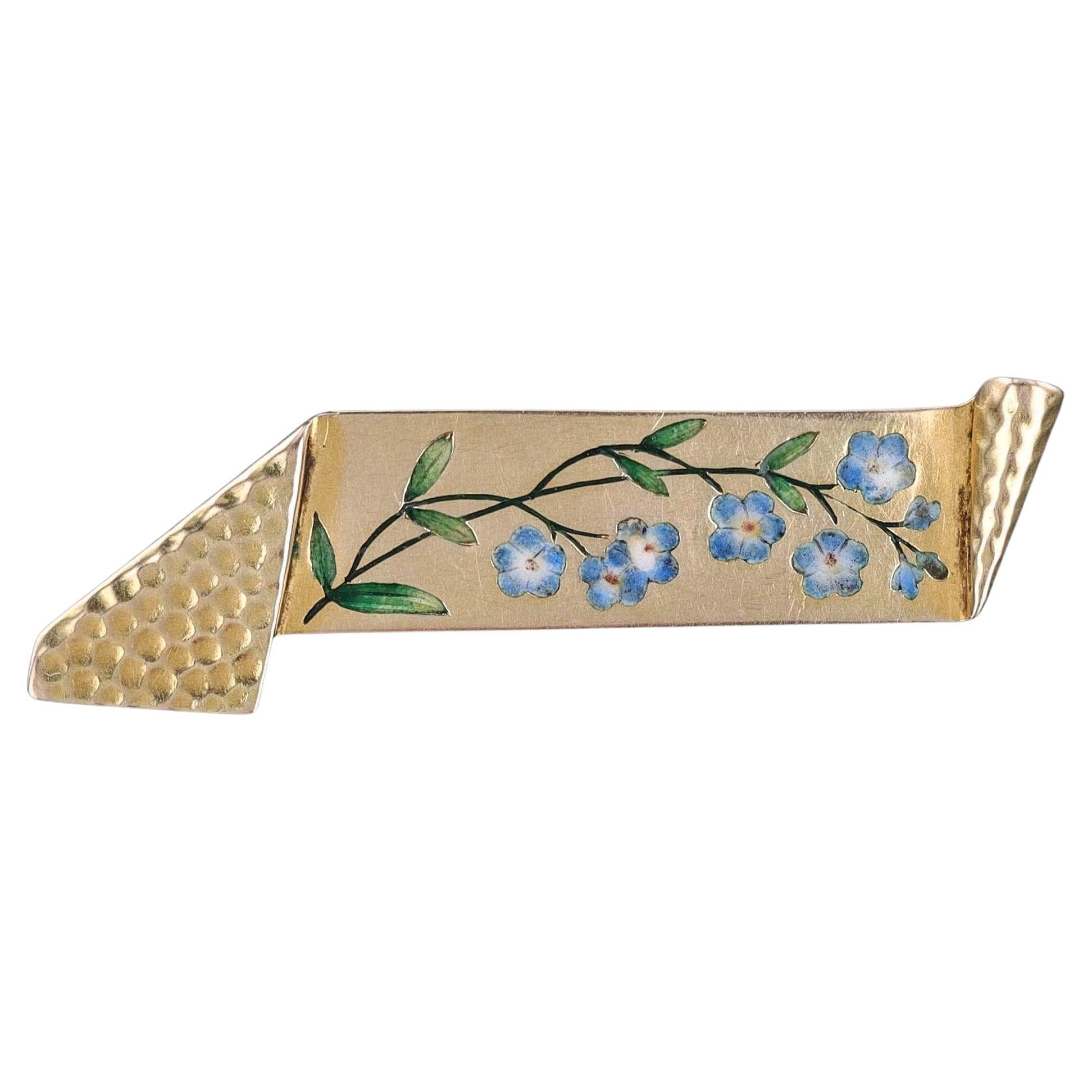 Antique Forget-me-not Brooch of 14k Gold