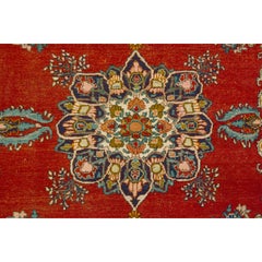 Antique Formal 1900s Persian Bidjar Rug in Red, Blue, and Gold, 4' x 6'