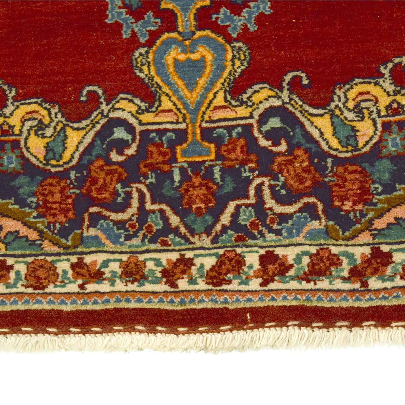 20th Century Antique Formal 1900s Persian Bidjar Rug in Red, Blue, and Gold, 4' x 6' For Sale