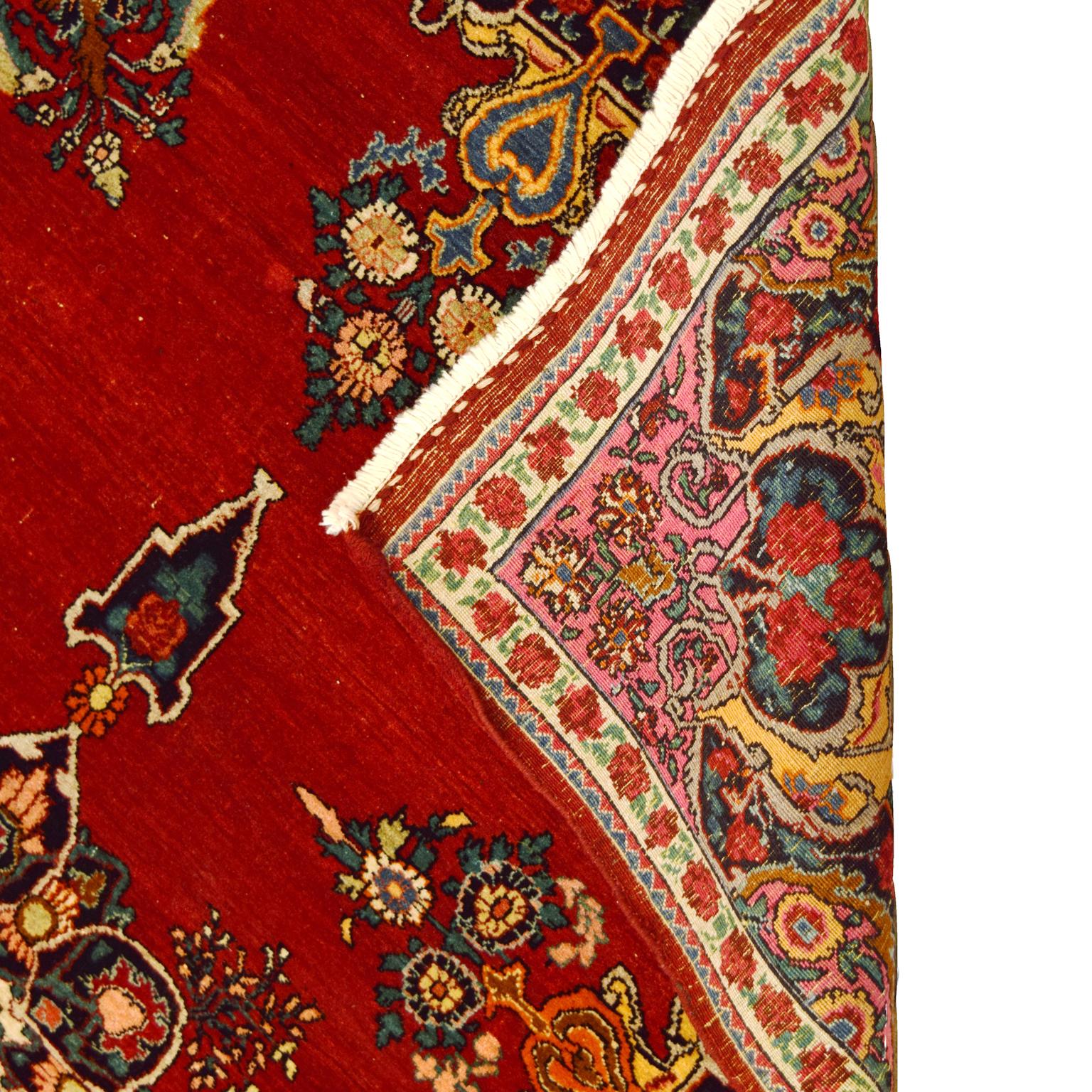 20th Century Antique Formal 1900s Persian Bidjar Rug in Red, Blue, and Gold, 4' x 6' For Sale