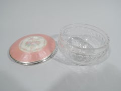 Antique Foster & Bailey Enamel, Sterling Silver & Enamel Powder Jar