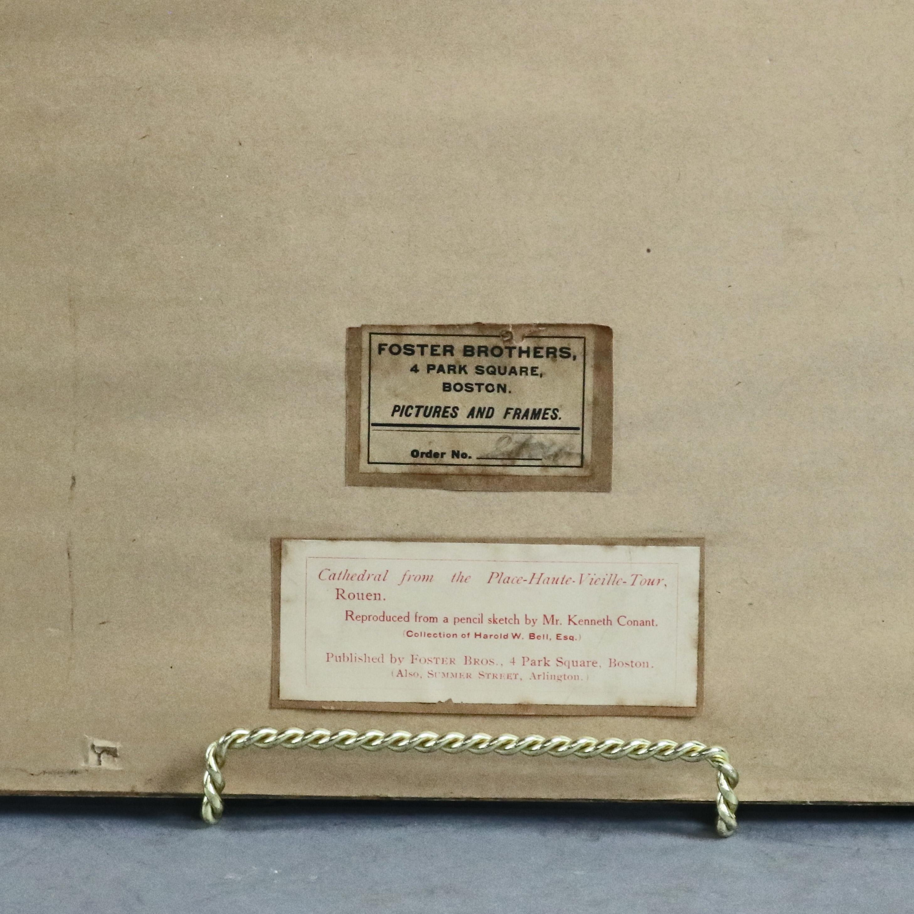 Gravure ancienne encadrée des frères Foster d'après la cathédrale de K. Conant, vers 1910 Bon état - En vente à Big Flats, NY