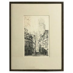 Gravure ancienne encadrée des frères Foster d'après la cathédrale de K. Conant, vers 1910