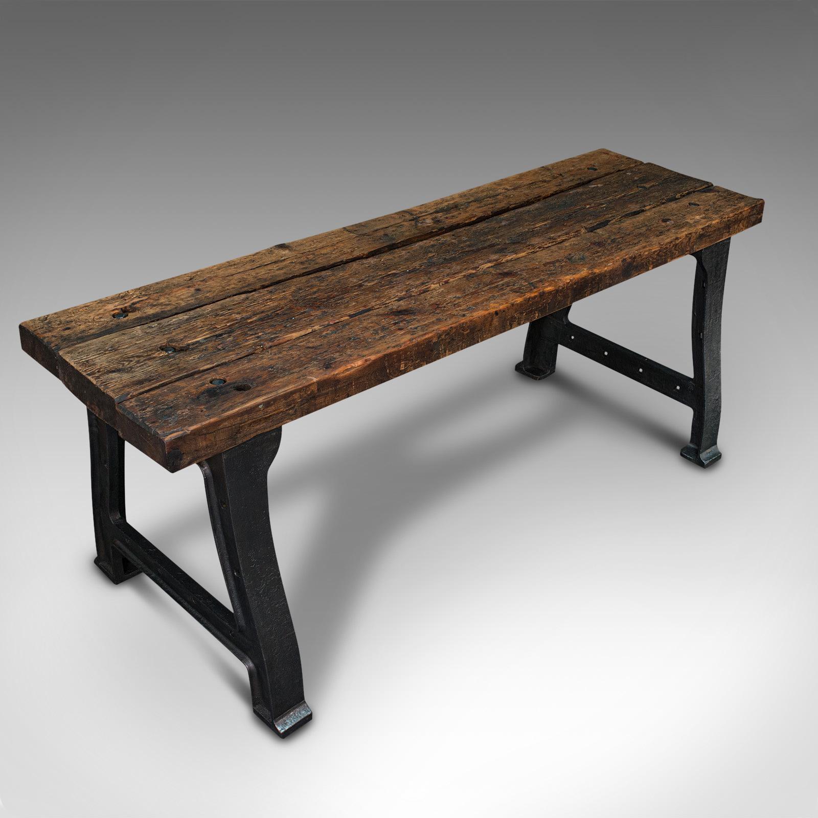 Antique Foundry Table, English, Pine, Iron, Heavy, Industrial Taste, Victorian For Sale 2