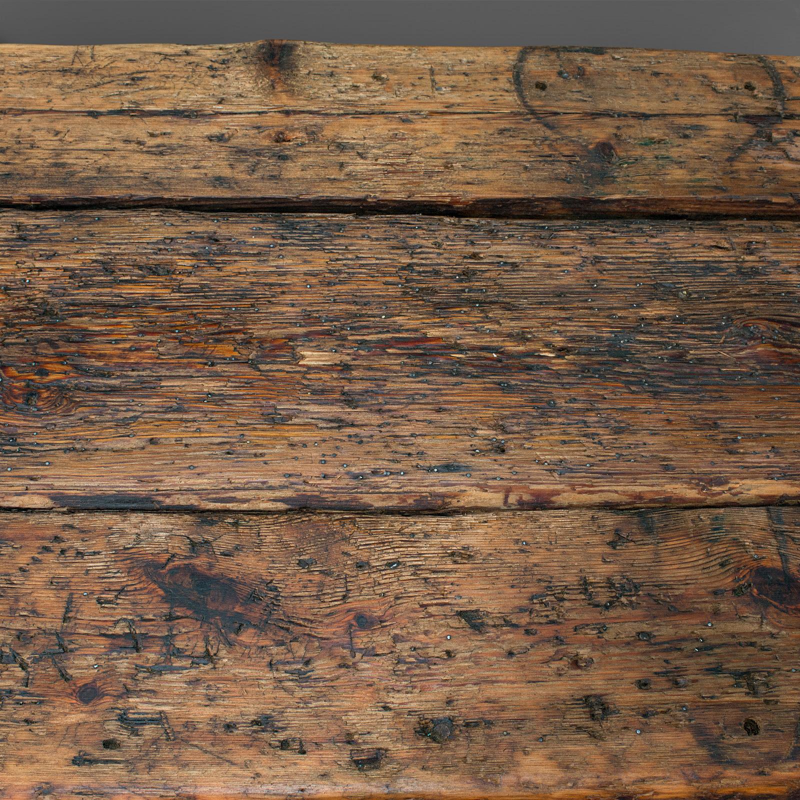 Table de fonderie ancienne anglaise, pin, fer, lourde, goût industriel, victorienne en vente 2