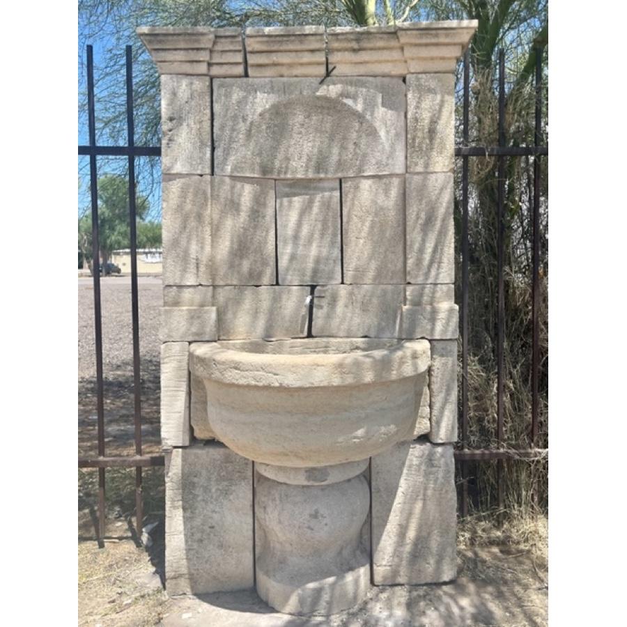Carved Re-Edition Fountain with Antique Basin For Sale