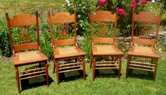 Antique Four American Victorian Spindle Back Side Charis