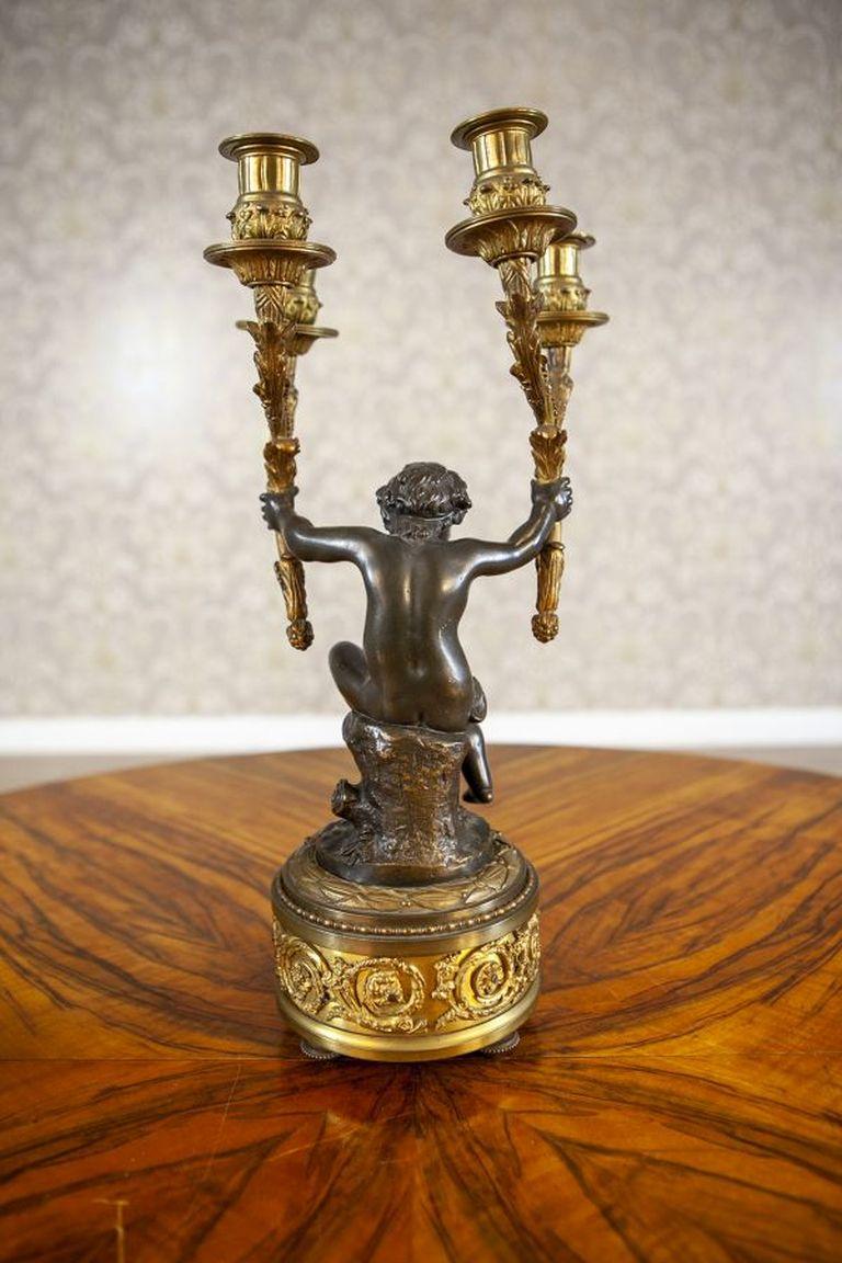 European Two 19th-Century Bronze Four-Armed Candelabras For Sale