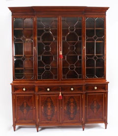 Antique Four Door Breakfront Bookcase by Edwards & Roberts 19th Century