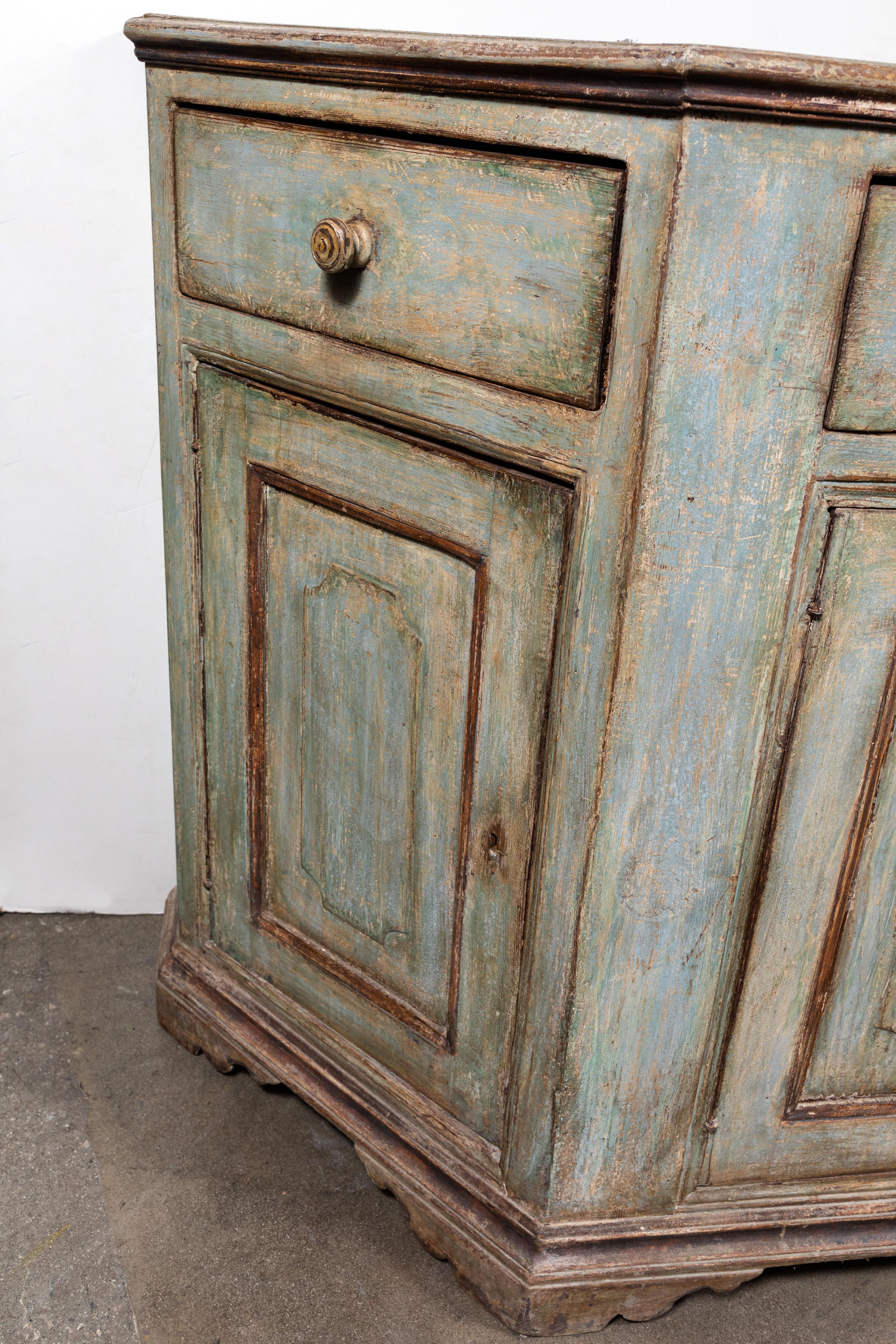 Late 19th Century Antique, Four Door, Painted Tuscan Buffet