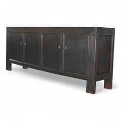Antique Four-Door Sideboard in Blackened Elm, Shanxi, China, circa 1930s