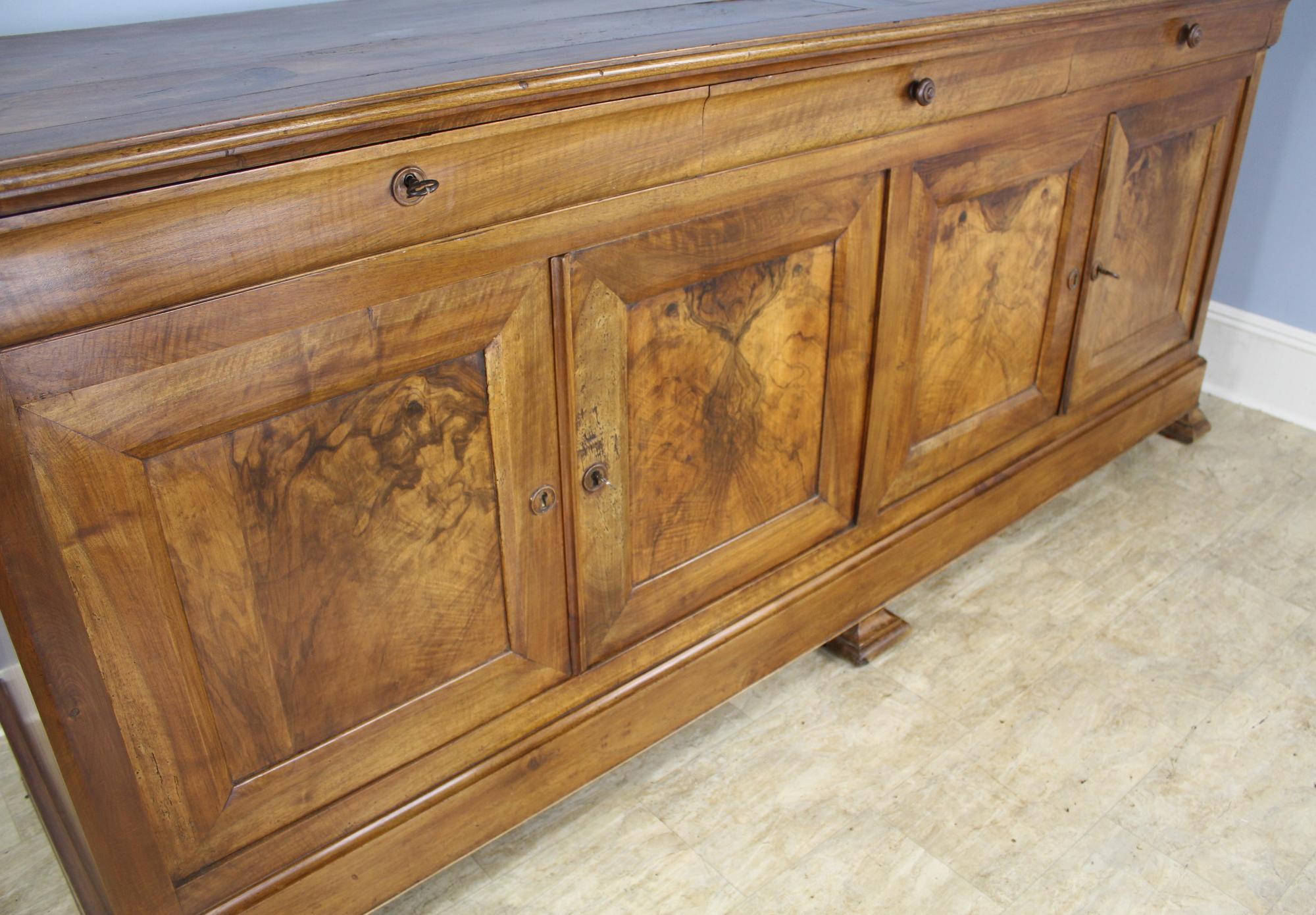 Antique Four-Door Walnut Enfilade with Burr Panels In Good Condition In Port Chester, NY