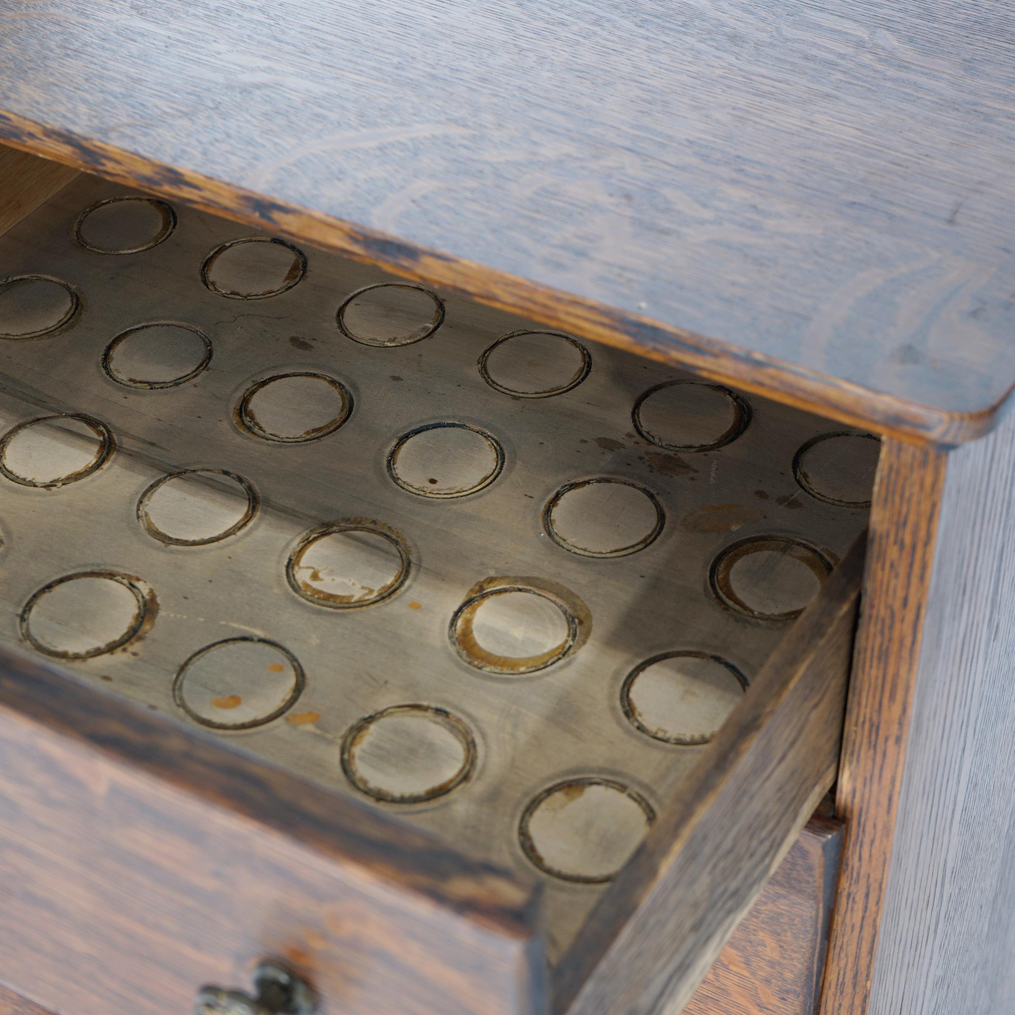 Antique Four-Drawer Oak Edison Phonograph Cylinder Cabinet, circa 1900 1