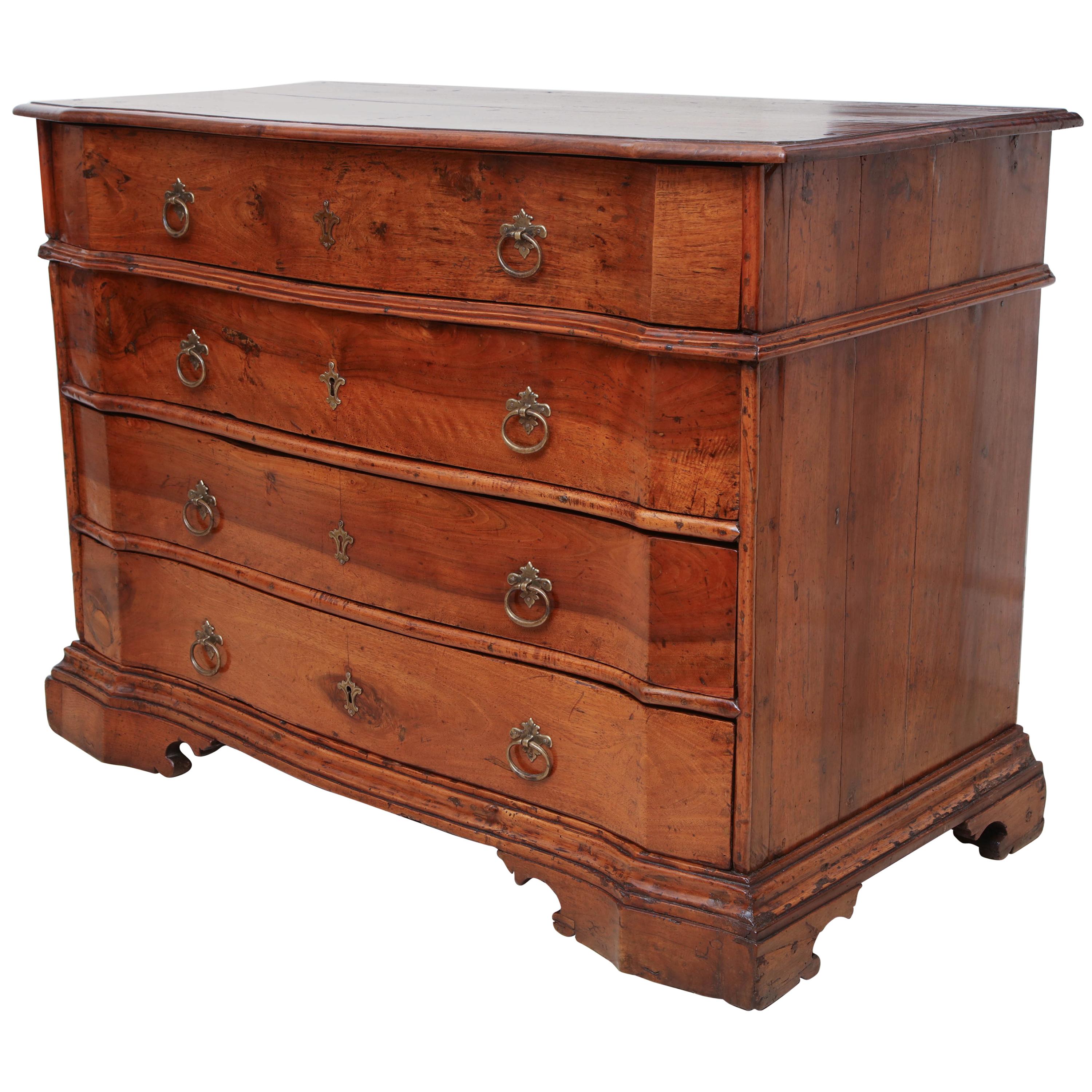 Antique Four-Drawer Walnut Commode, Italy, circa 17th Century For Sale