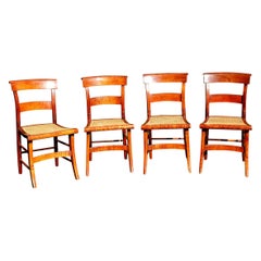 Antike vier Bundes Tiger Maple Slat zurück & Cane Sitz Dinning Charis