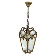 Antique Four Glass Sided Lantern In Cut Glass And Gilt Brass, 1920s