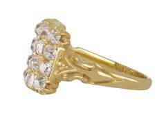 Antique four row cushion shape old mine diamond ring, circa 1890.