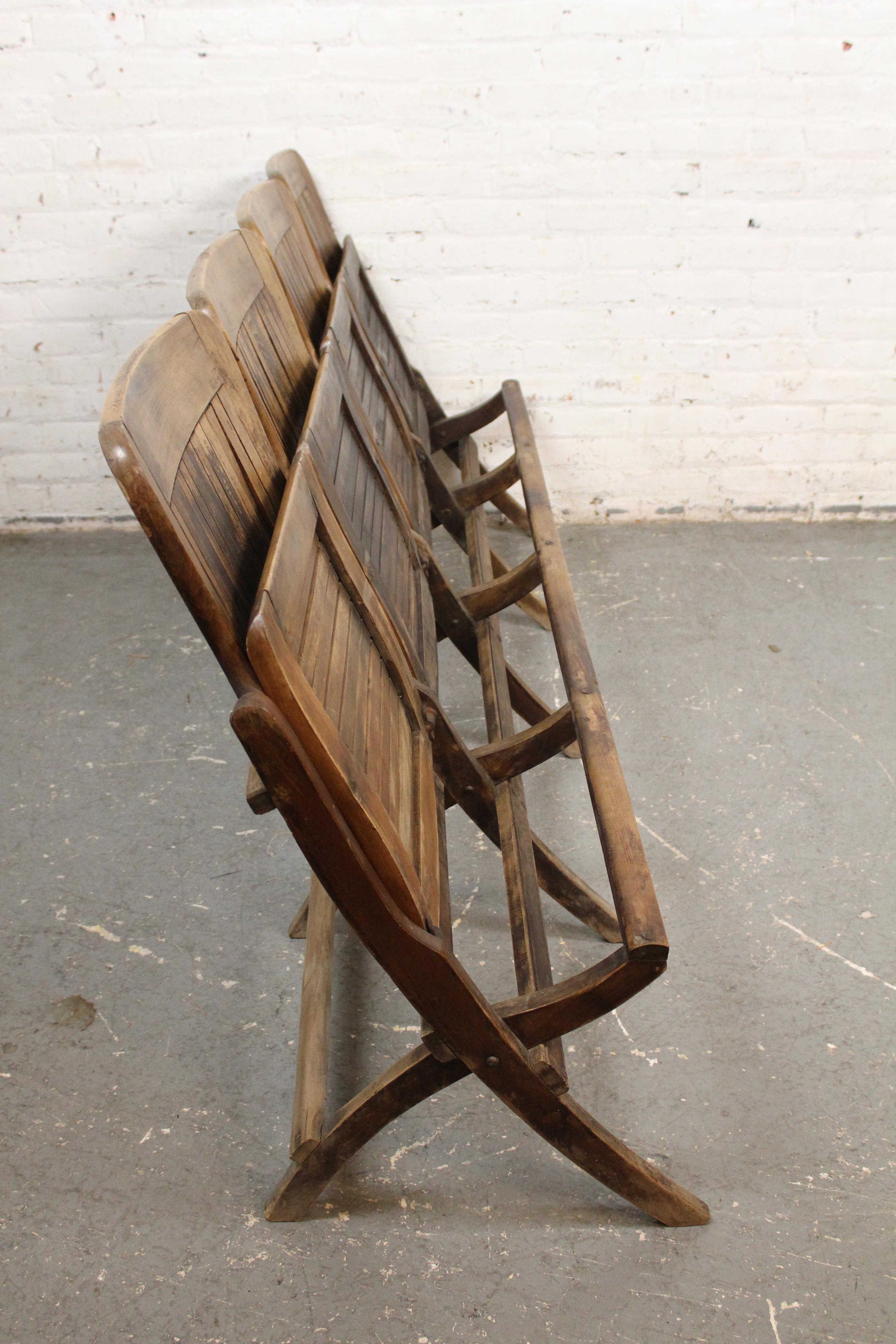 Antique Four Seat Folding Row For Sale 5