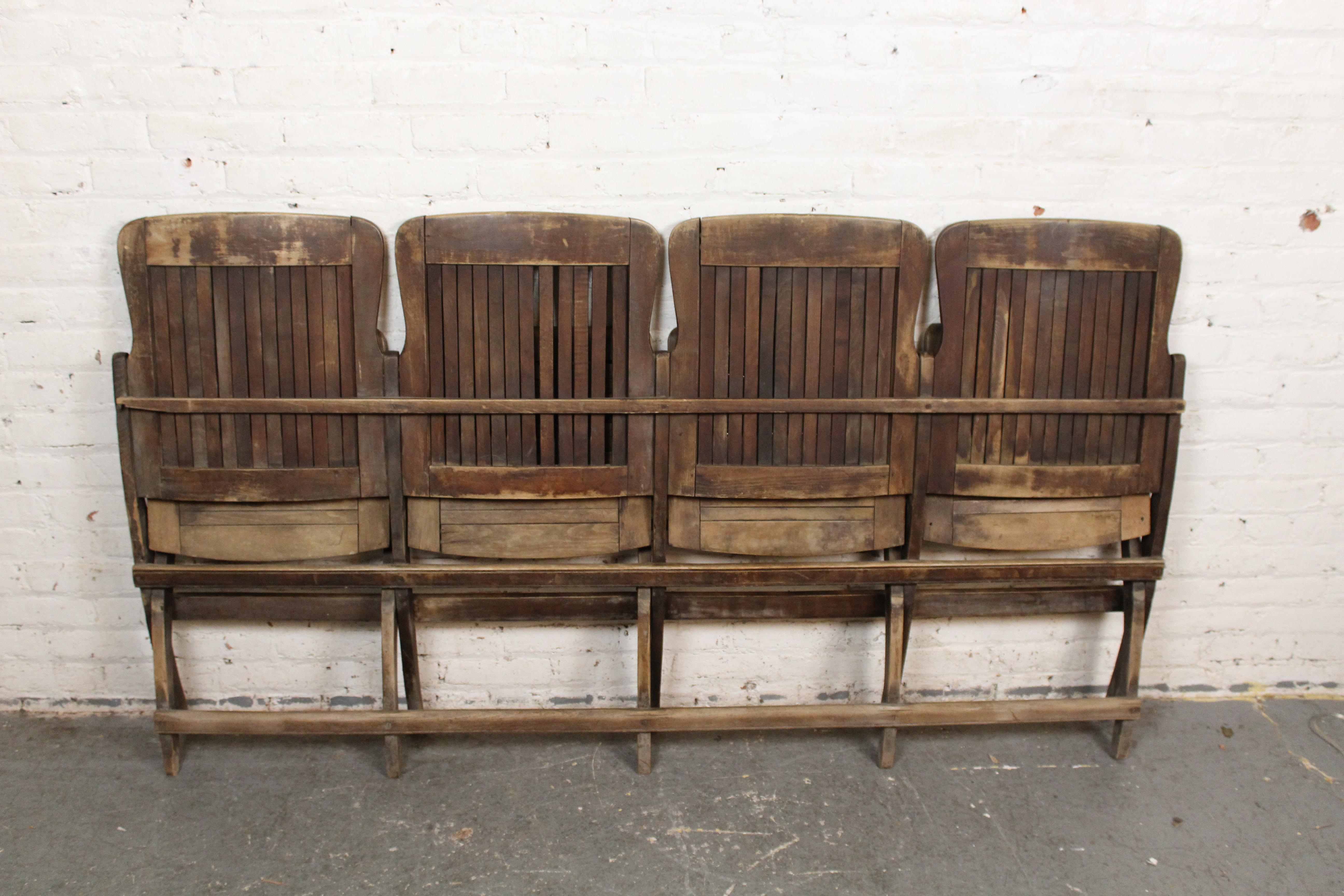 Antique Four Seat Folding Row For Sale 7