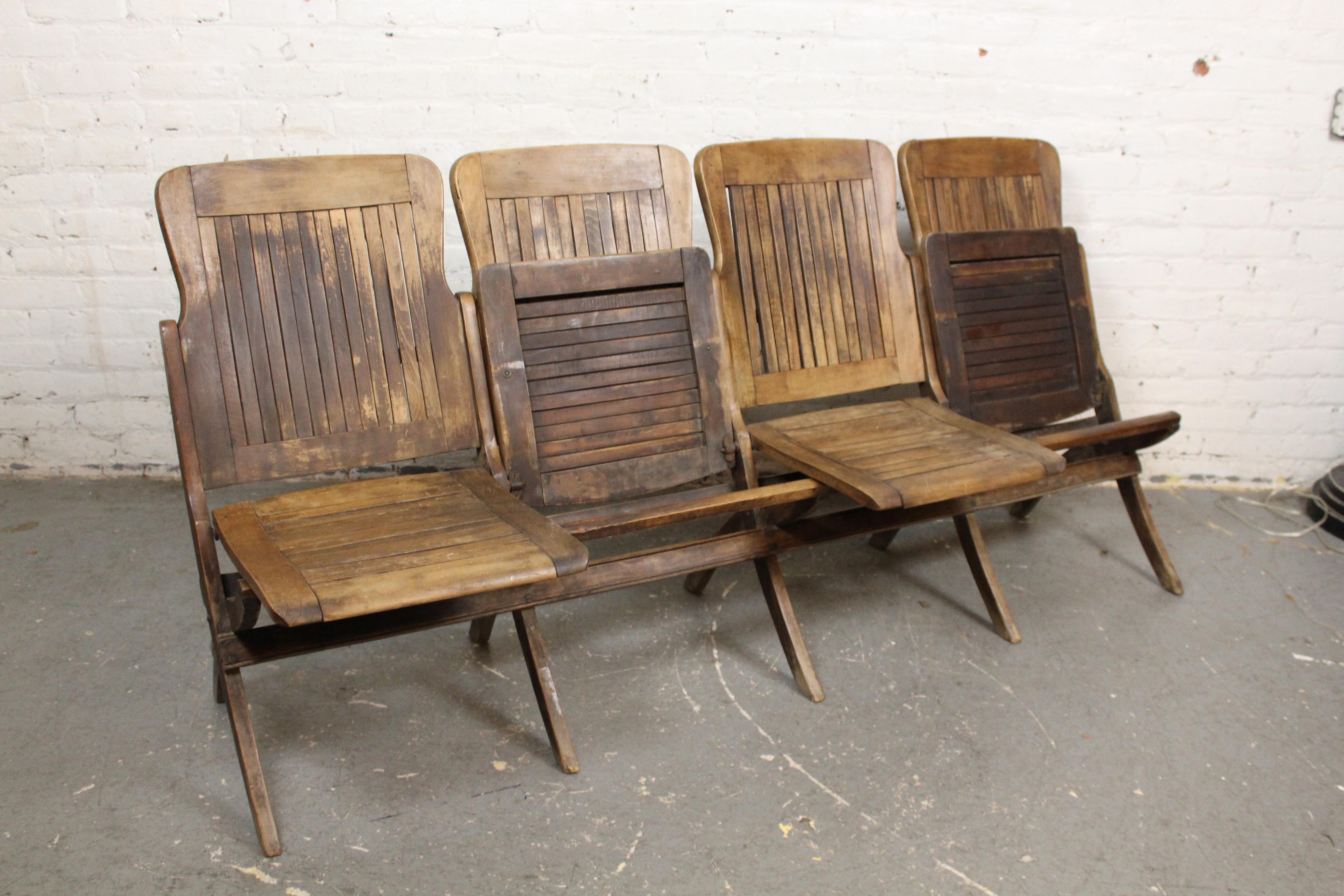 Antique Four Seat Folding Row For Sale 9