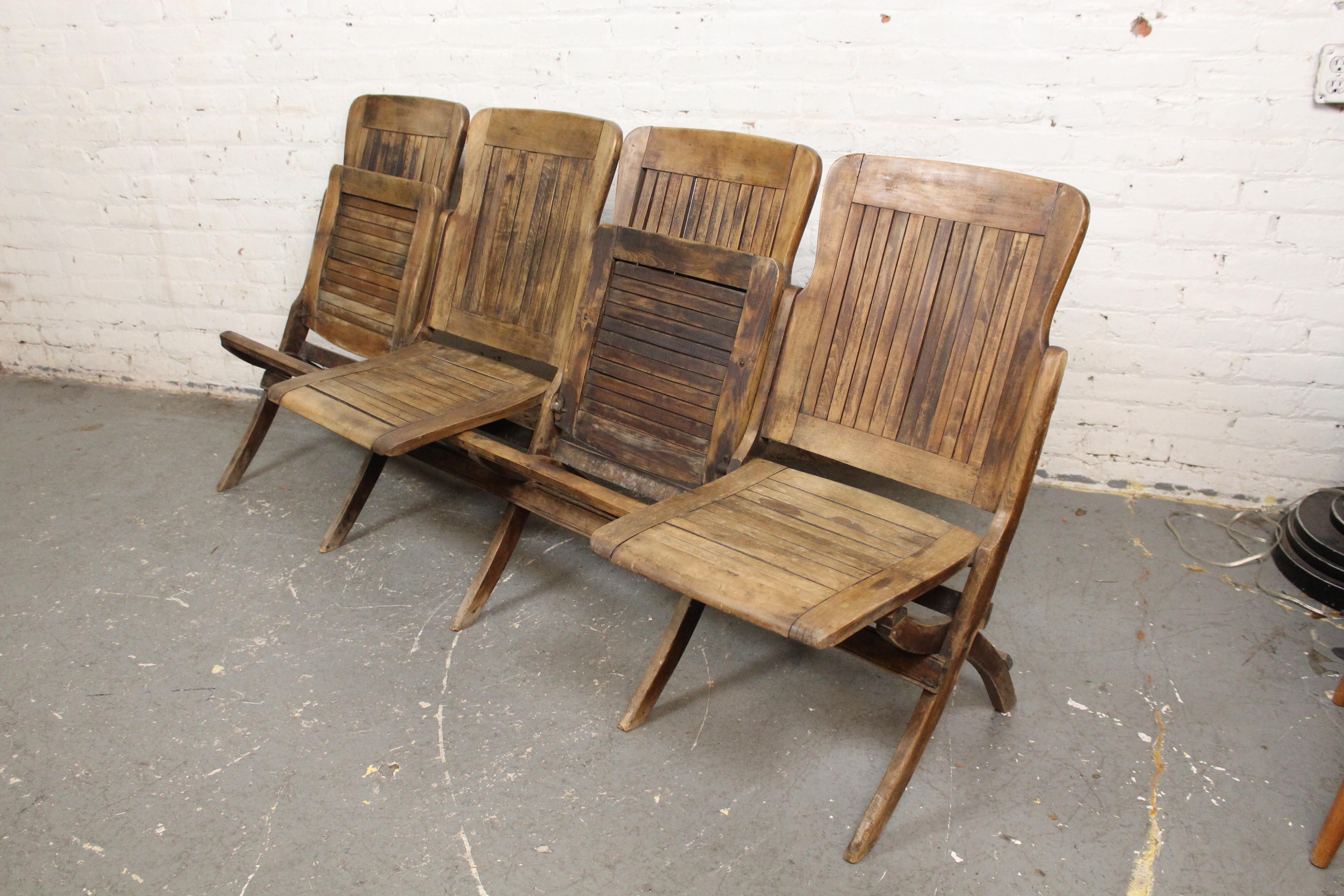 Antique Four Seat Folding Row For Sale 10