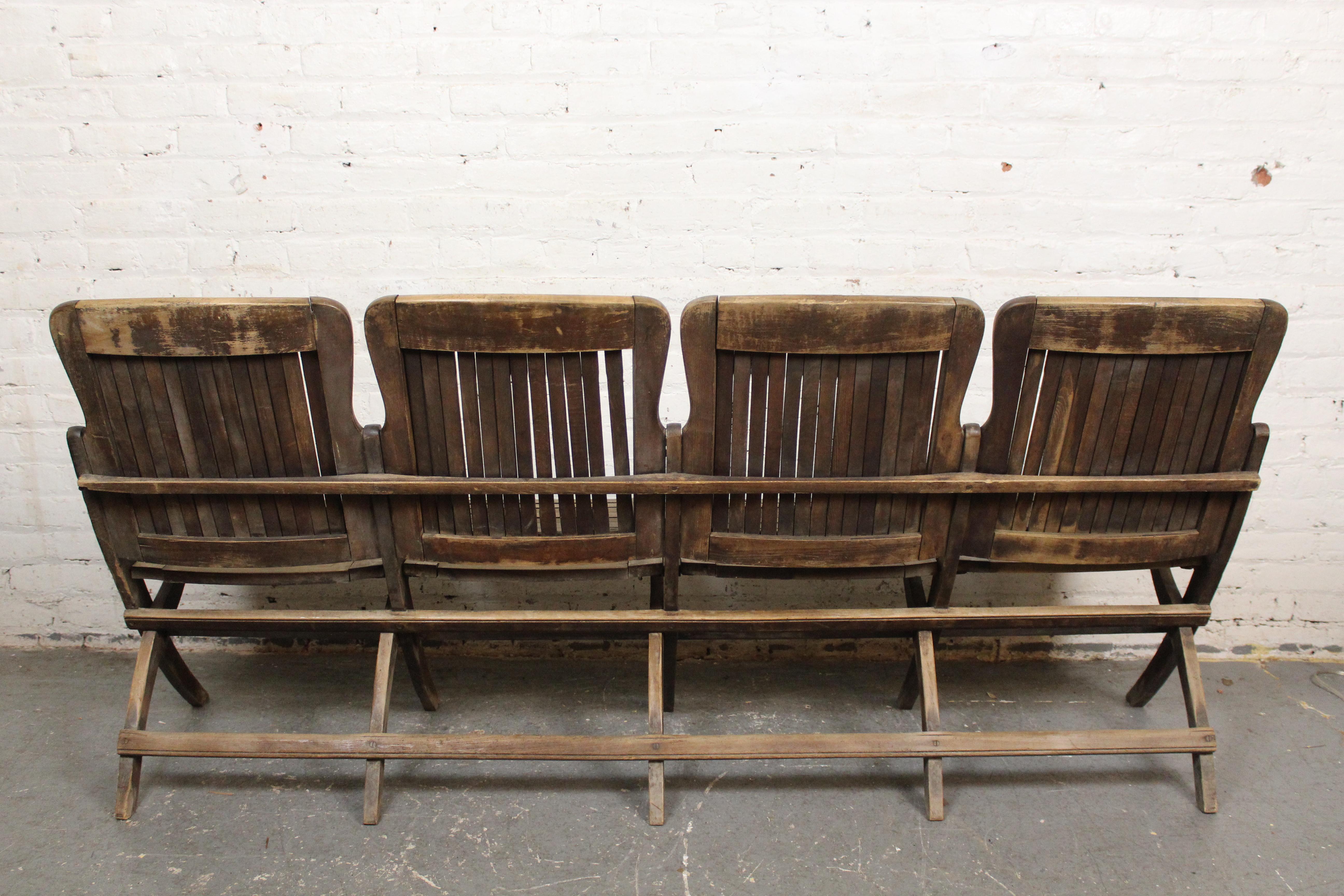 20th Century Antique Four Seat Folding Row For Sale