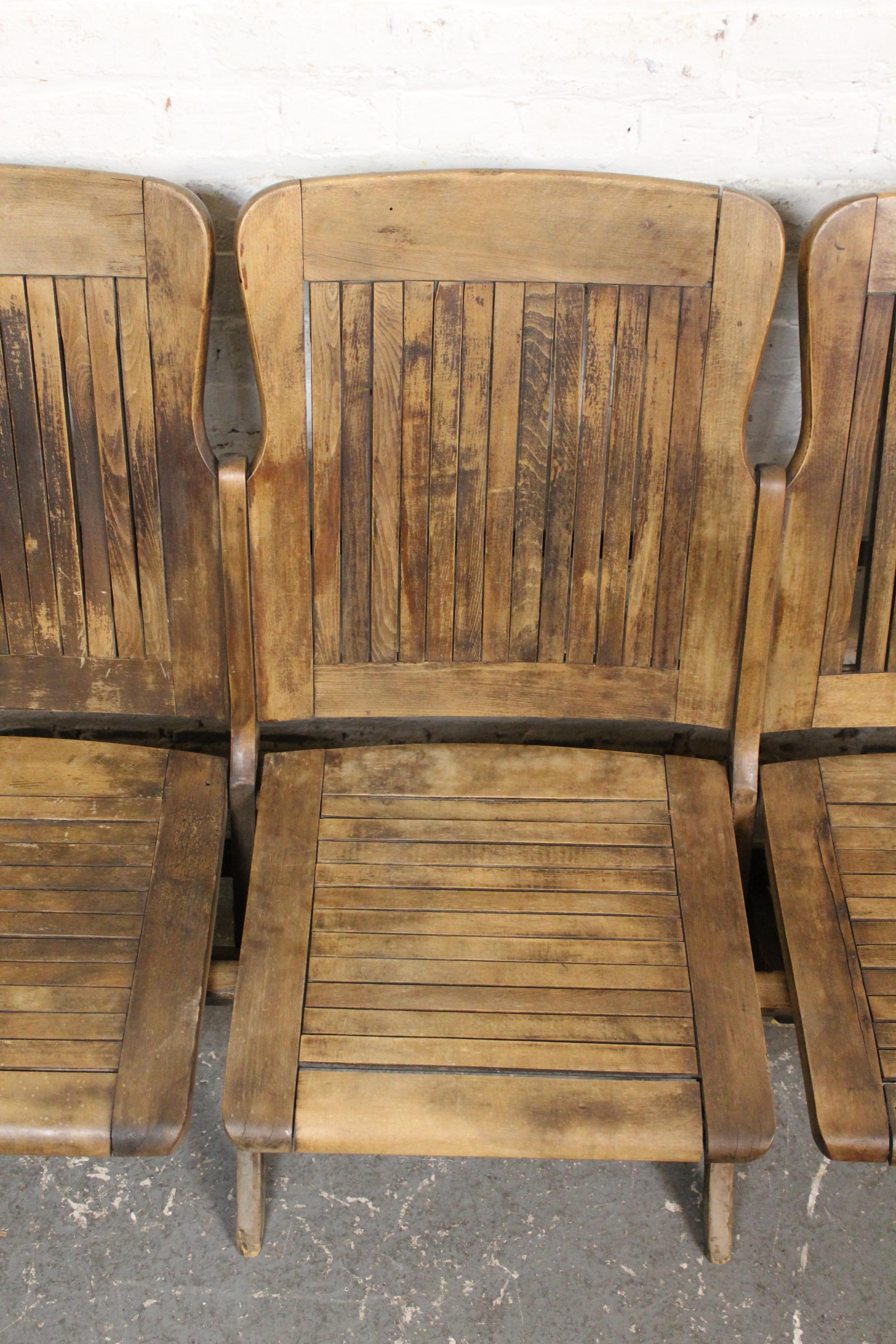 Antique Four Seat Folding Row For Sale 1