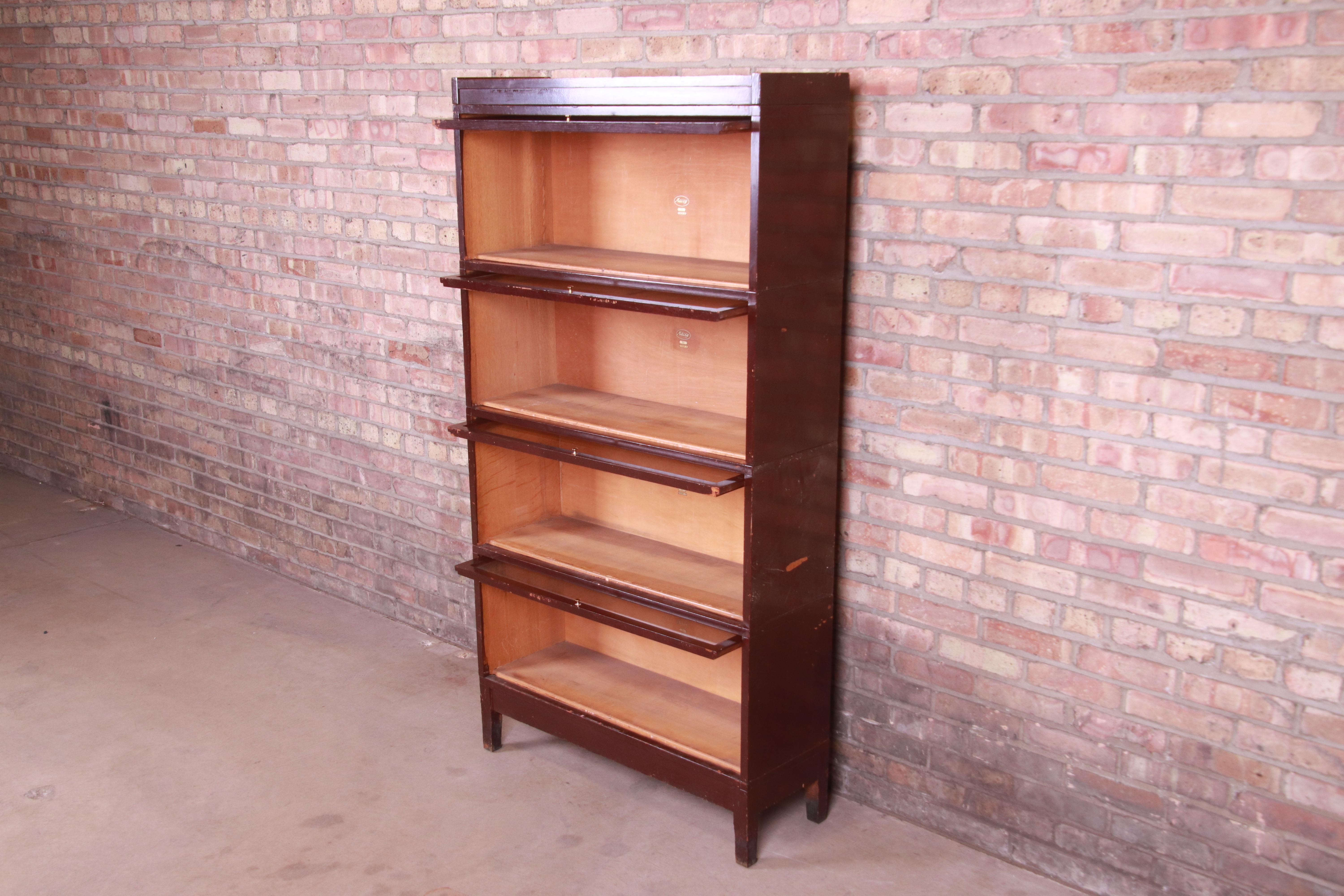 Brass Antique Four-Stack Barrister Bookcase by Macey, Circa 1920s For Sale