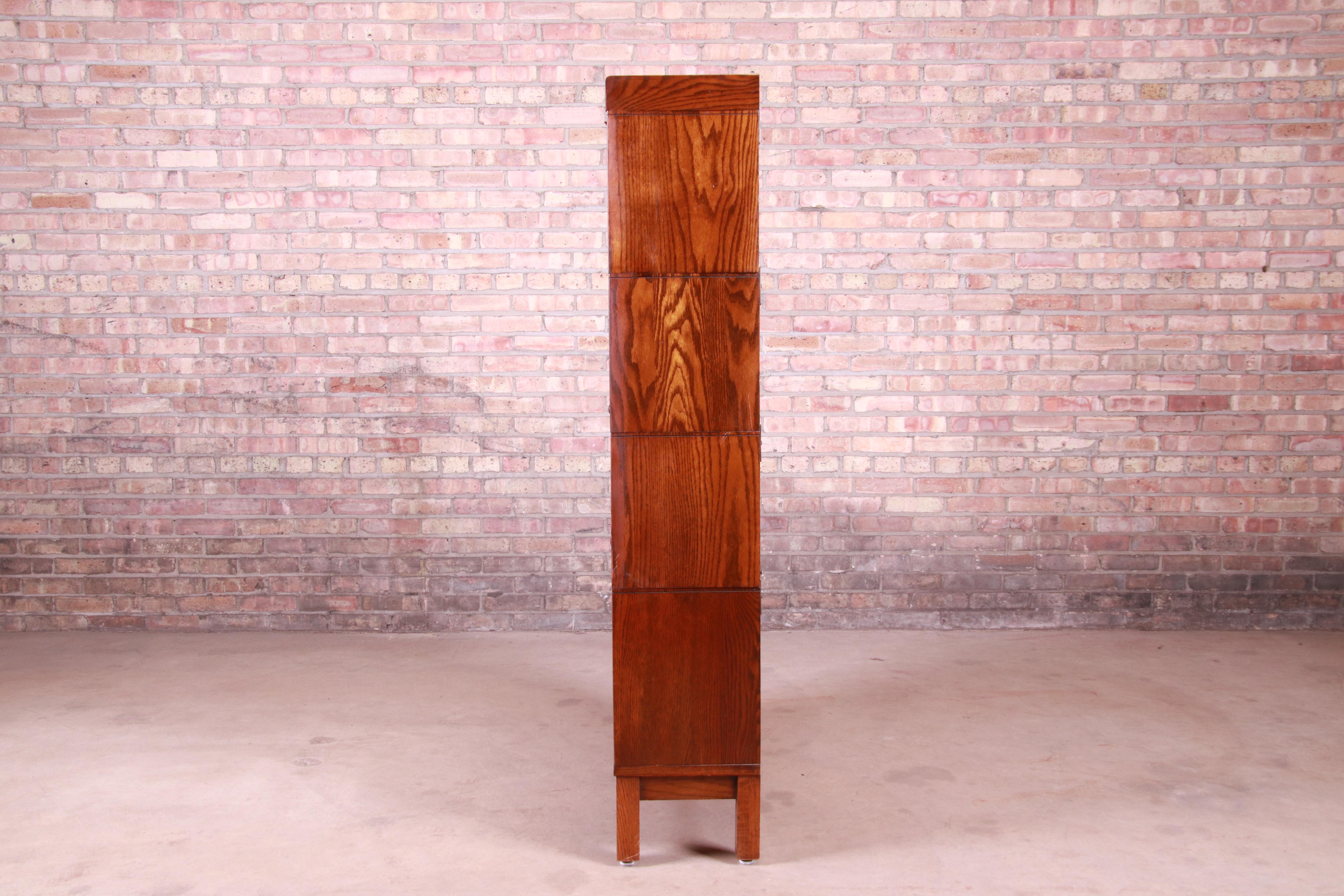 American Antique Four-Stack Oak Barrister Bookcase by Lundstrom, circa 1920s
