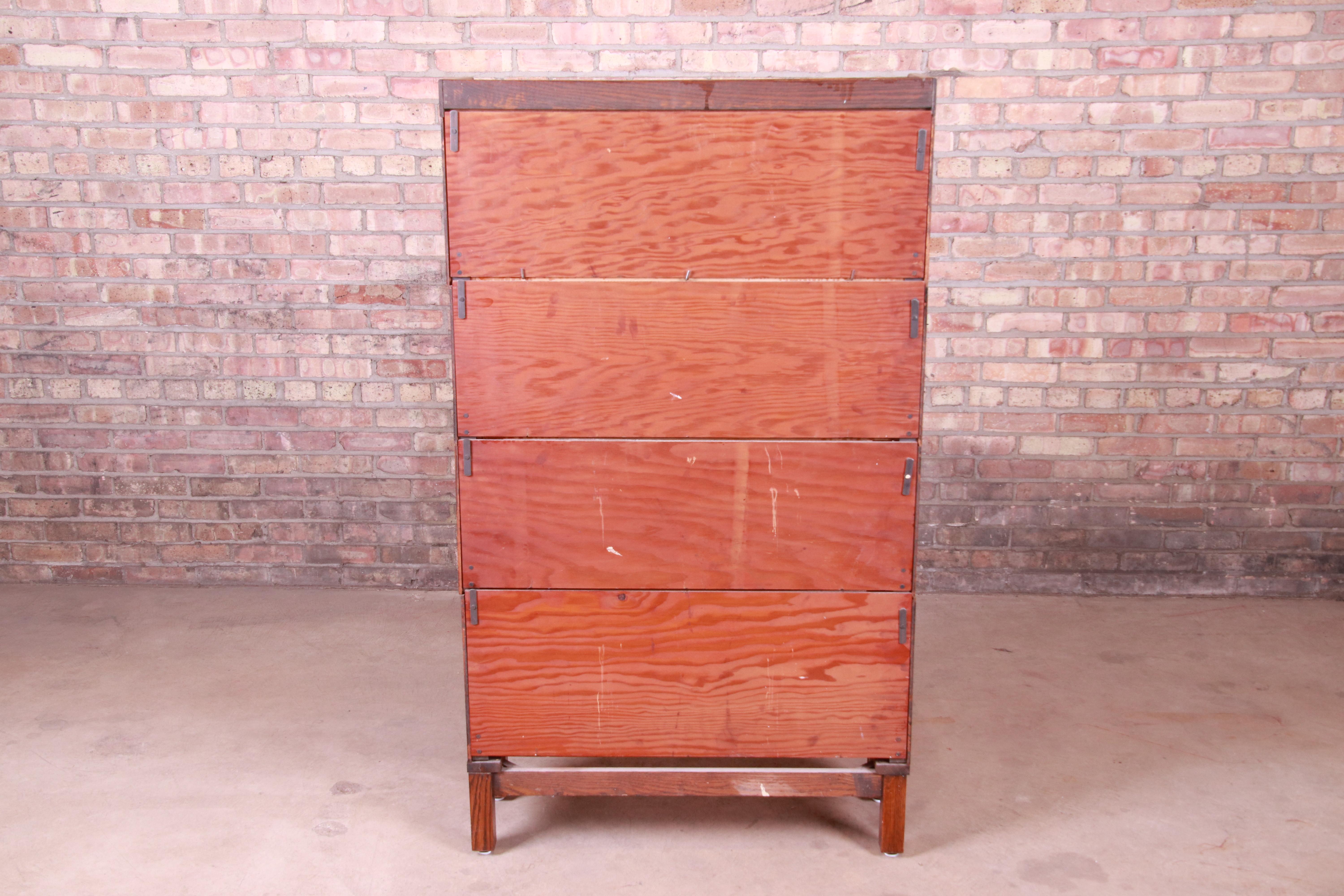 Early 20th Century Antique Four-Stack Oak Barrister Bookcase by Lundstrom, circa 1920s