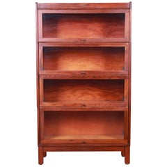 Antique Four-Stack Oak Barrister Bookcase by Lundstrom, circa 1920s