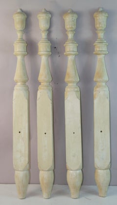 1940s Antique Hardwood Architectural Elements, Four Turned Pieces