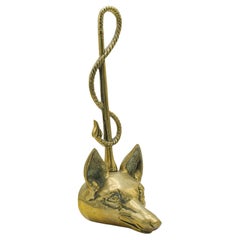 Antique Fox Doorstop, English Brass, Decor, Country House Door Keeper, Victorian