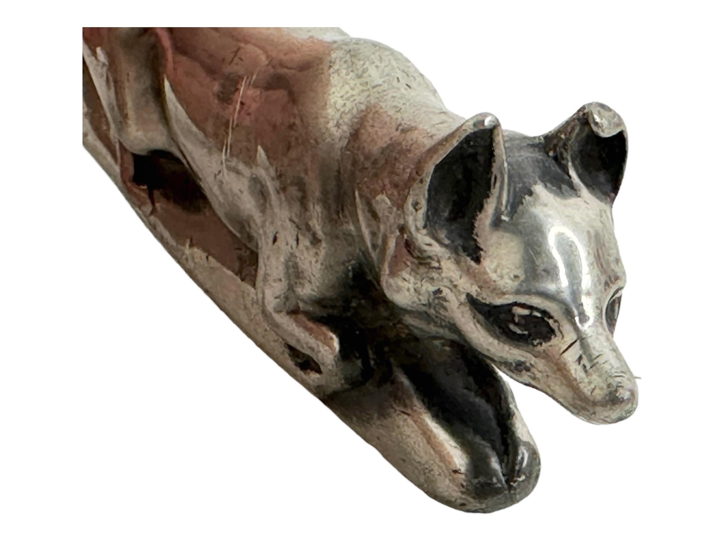 Antique Fox Figural Cigar Cutter, silvered Metal 1900s Austria For Sale 3
