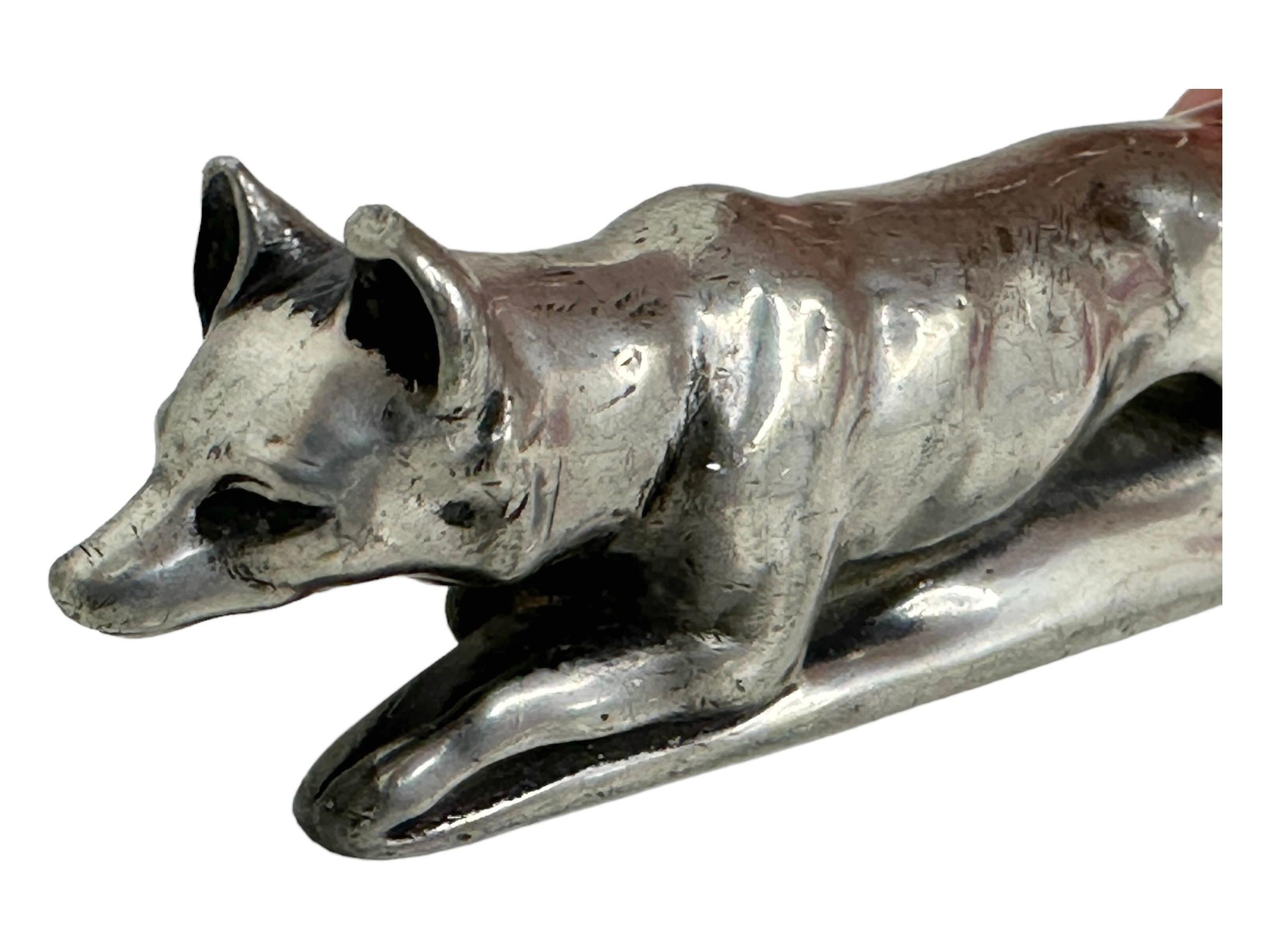 Antique Fox Figural Cigar Cutter, silvered Metal 1900s Austria For Sale 4