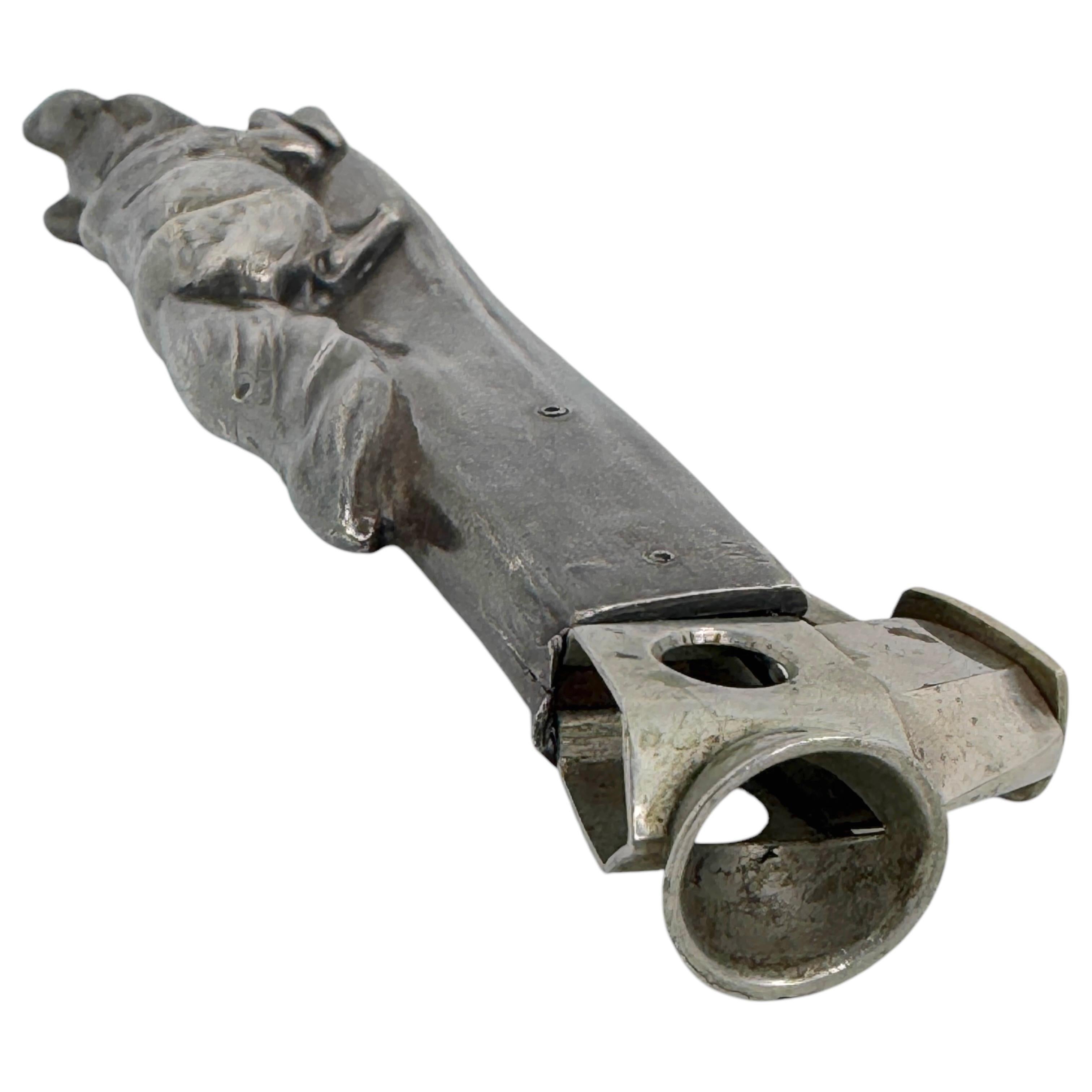 Antique Fox Figural Cigar Cutter, silvered Metal 1930s or older For Sale 4