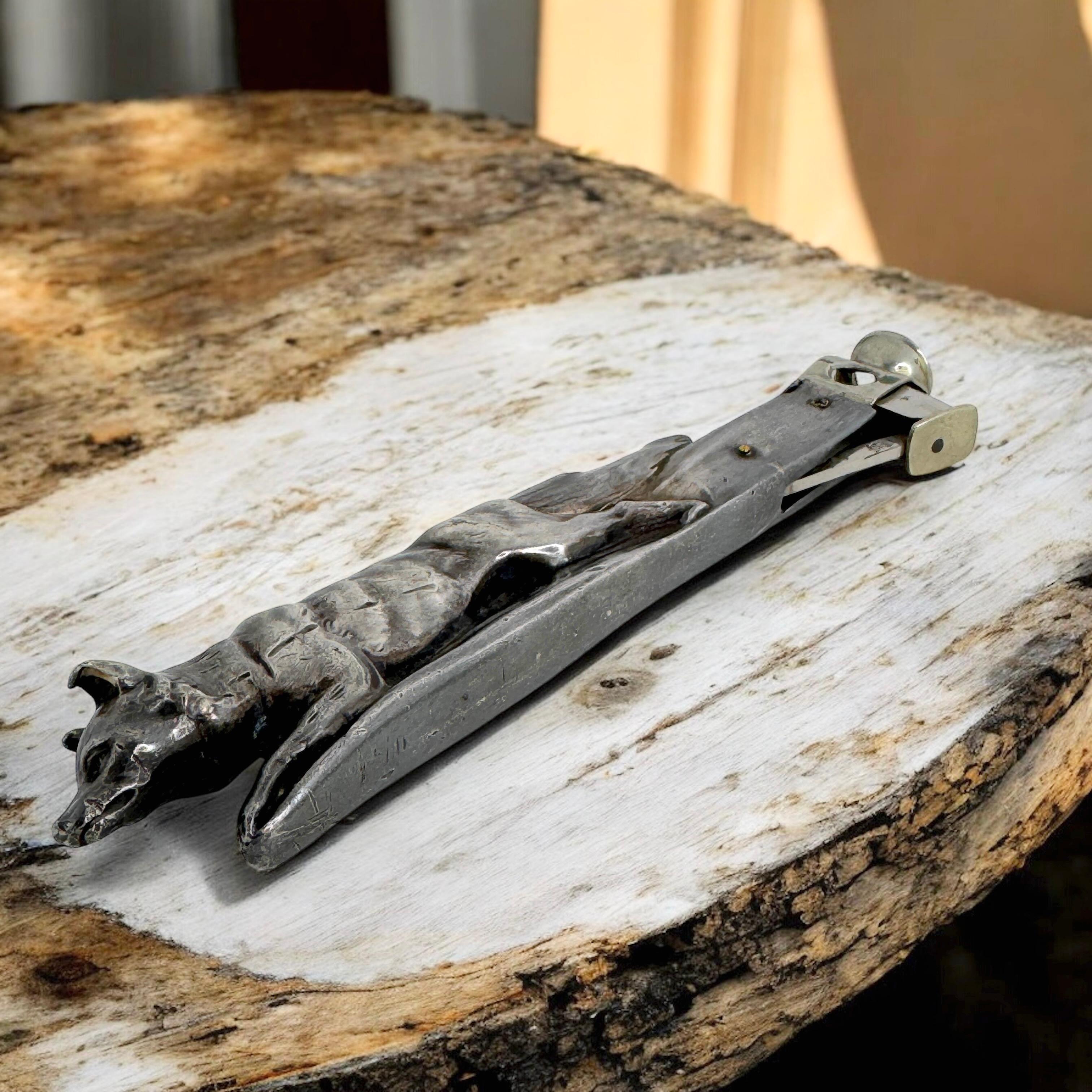 Antique Fox Figural Cigar Cutter, silvered Metal 1930s or older For Sale 12