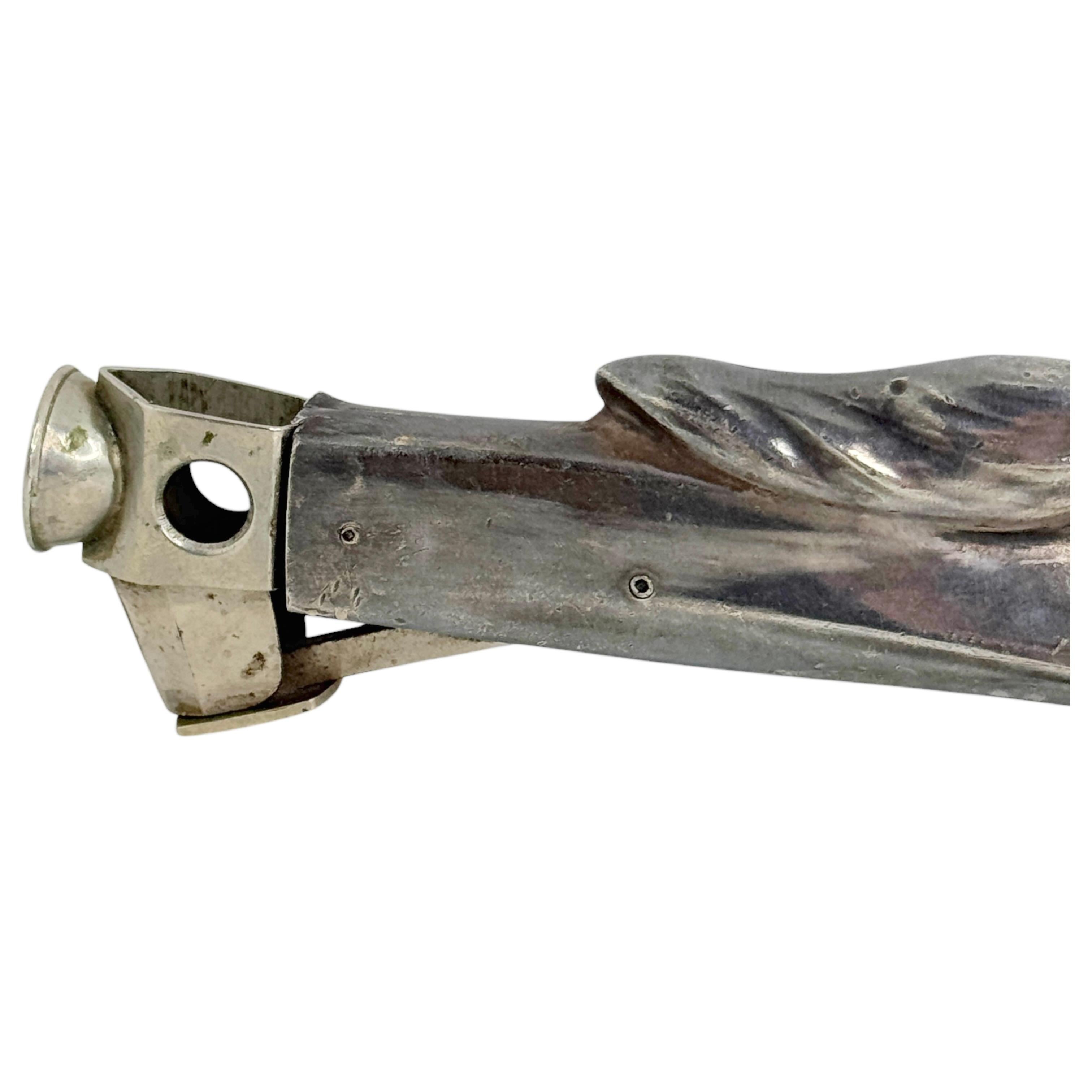 Silvered Antique Fox Figural Cigar Cutter, silvered Metal 1930s or older For Sale