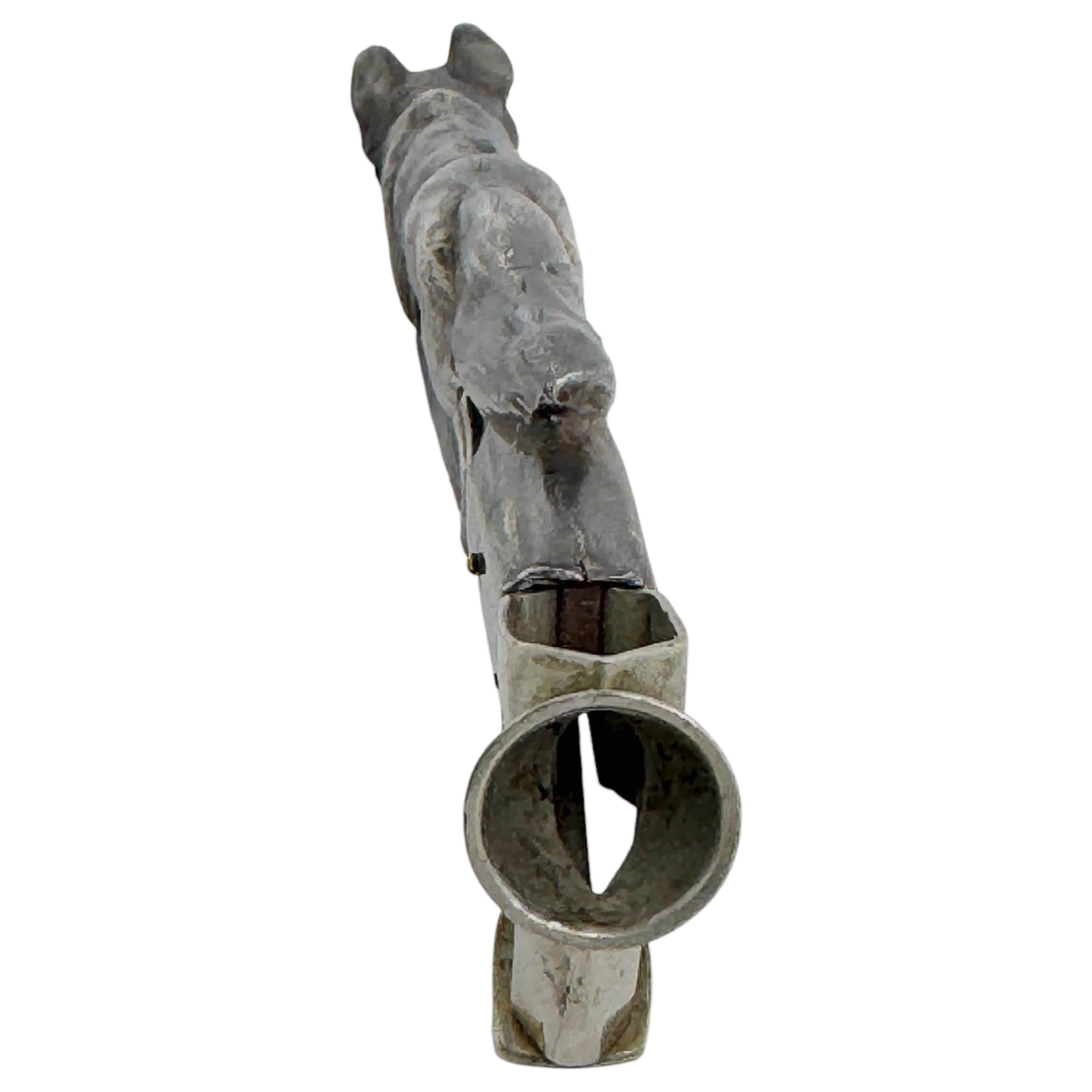 Mid-20th Century Antique Fox Figural Cigar Cutter, silvered Metal 1930s or older For Sale