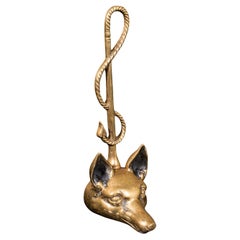 Antique Fox Head Doorstop, English, Brass, Country House, Door Keep, Victorian