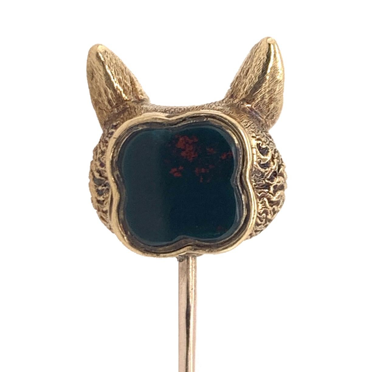 Women's or Men's Antique Fox Head Gold Stickpin