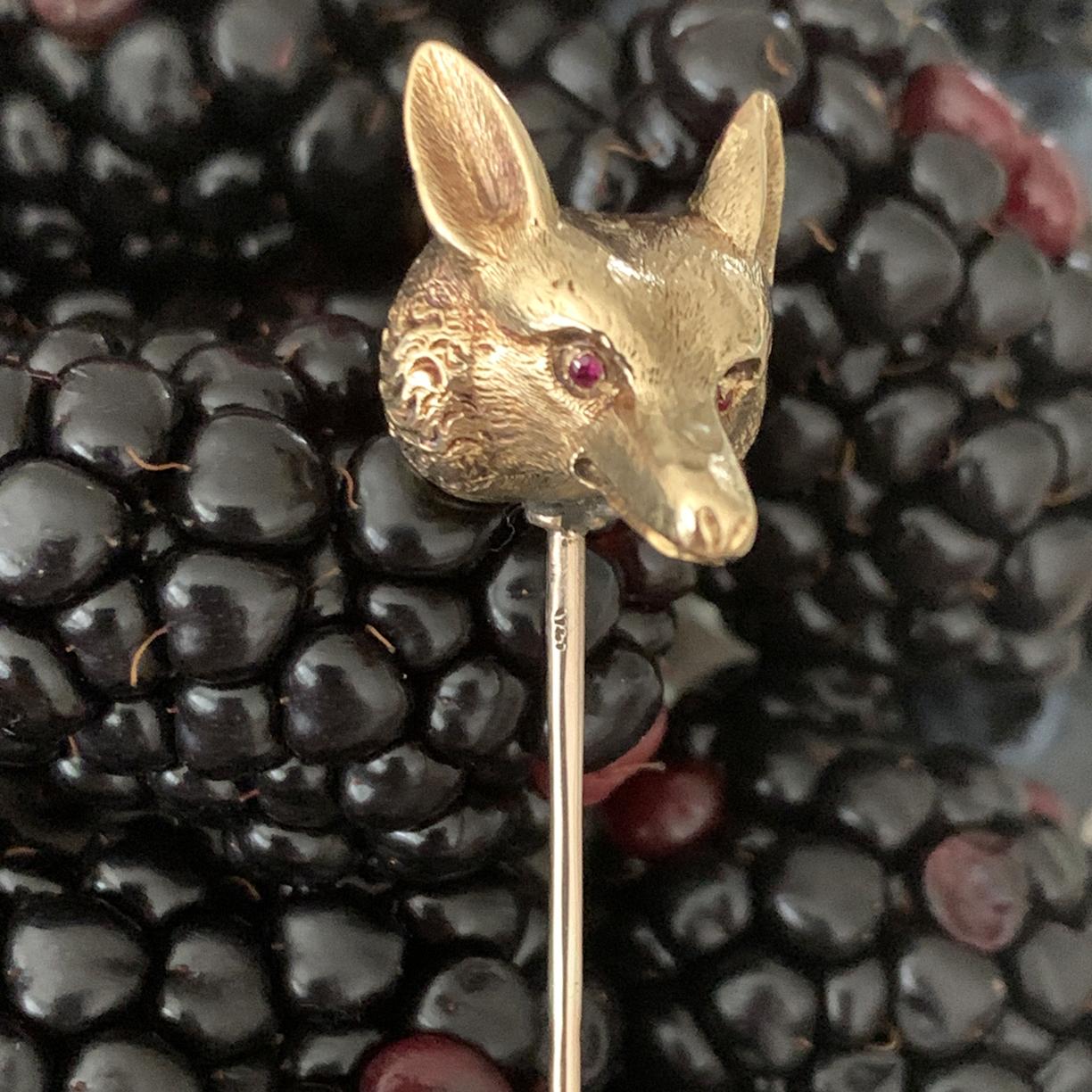 Antique Fox Head Gold Stickpin 1