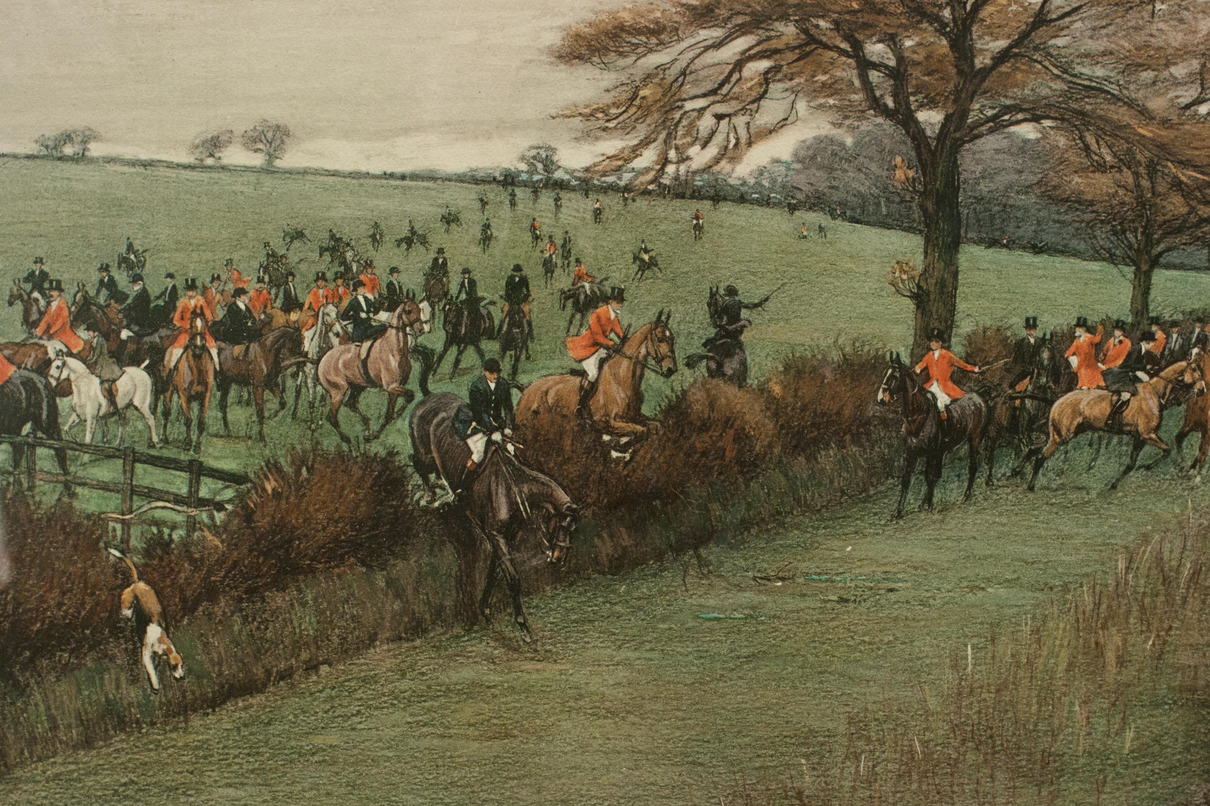 Sporting Art Antique Fox Hunting Print by Cecil Aldin 'South Berks Hunt'