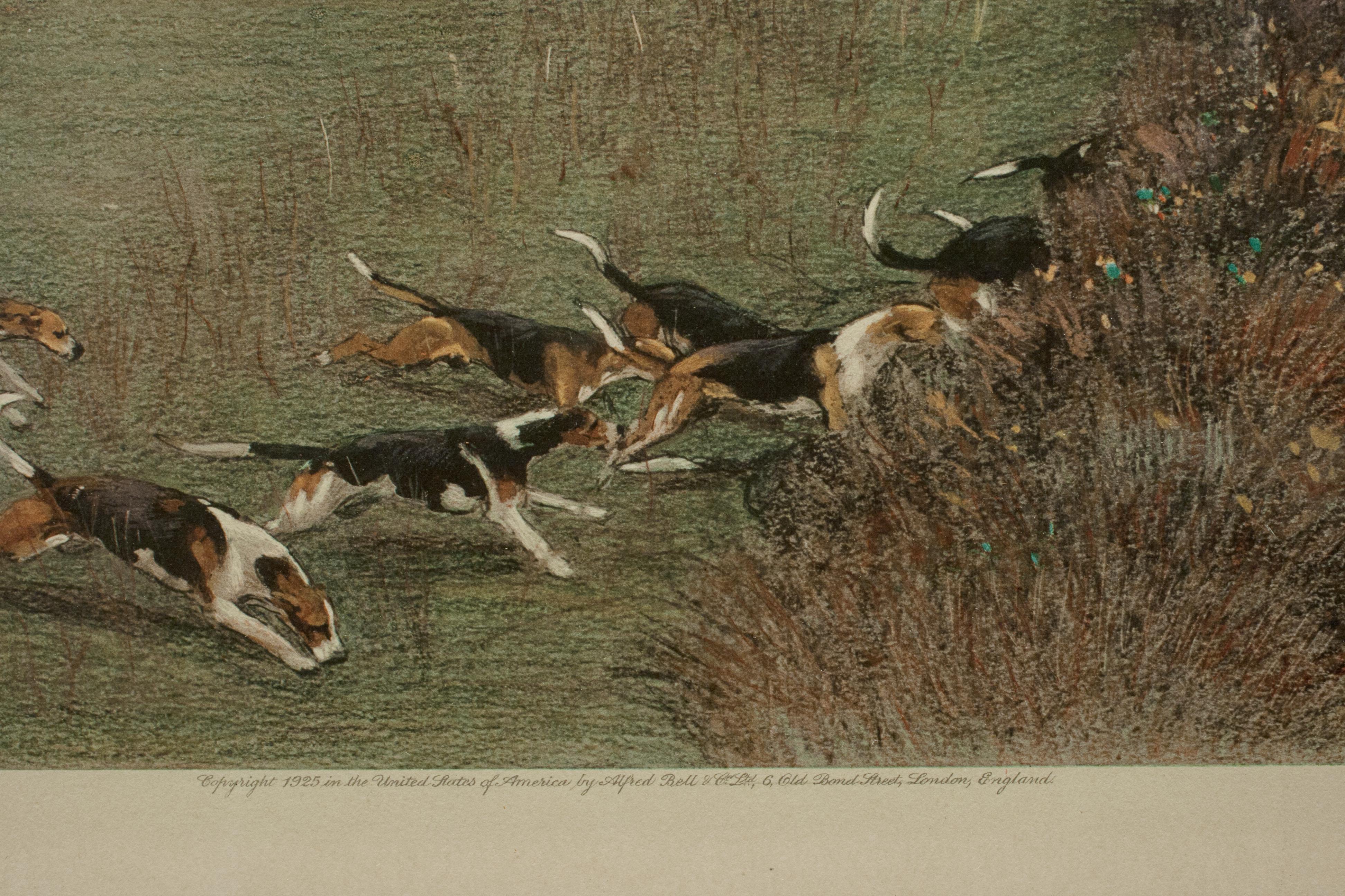 British Antique Fox Hunting Print by Cecil Aldin 'South Berks Hunt'