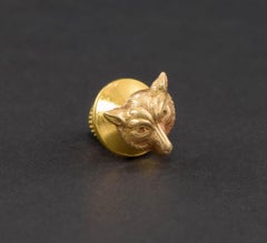 Antique Fox Tie Tack or Lapel Pin in 14K Gold, Petite & Well Detailed