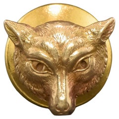 Antique Fox Tie Tack or Lapel Pin in 14K Gold, Petite & Well Detailed