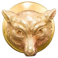 Antique Fox Tie Tack or Lapel Pin in 14K Gold, Petite & Well Detailed