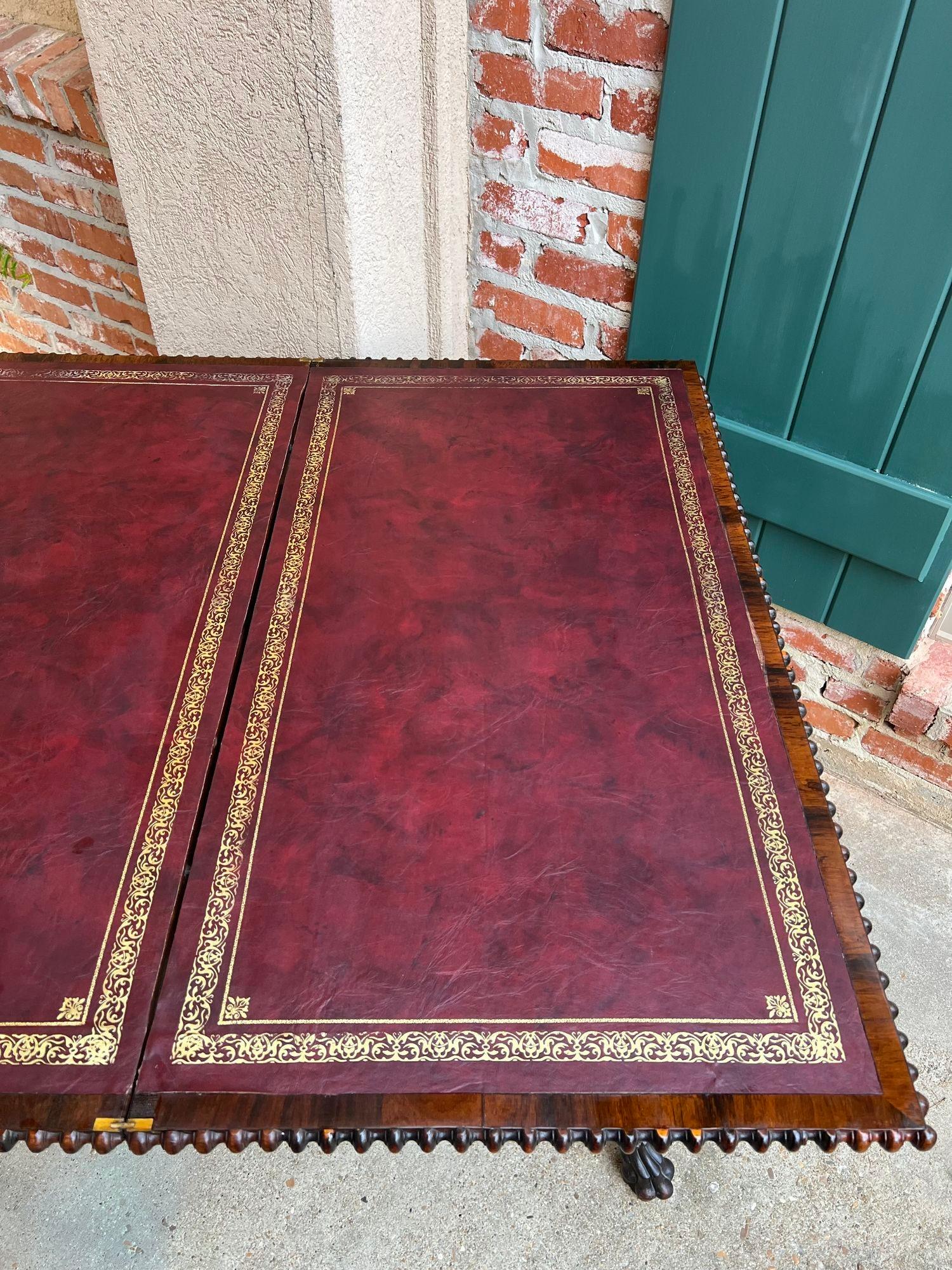 Antike Foyer Hall Tisch British Colonial geschnitzt Holz Leder Flip Top birmanischen im Angebot 12